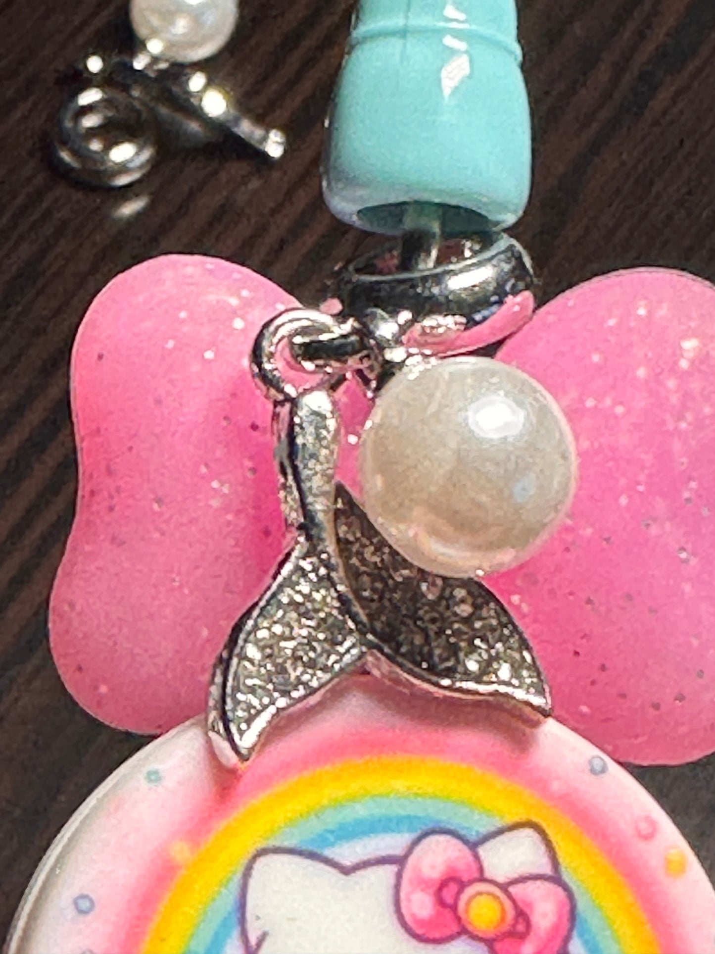 Fancy mermaid spacer dangling rhinestone beads/Five beads included/fancy Beads/ beadable pen/ keychain bead/