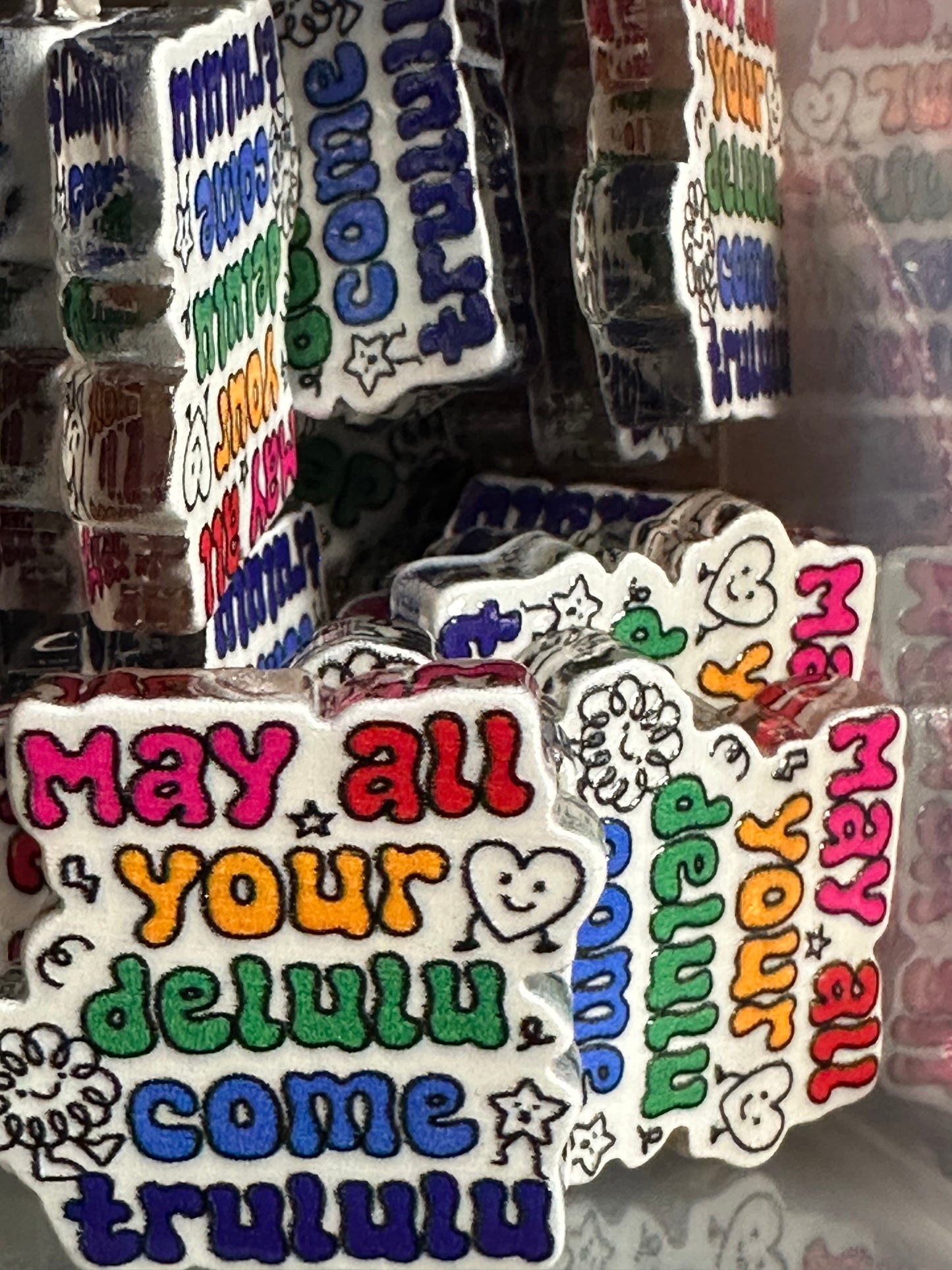 Funny acrylic focal bead- set of 2/ focal bead/ pen beading / keychain bead/