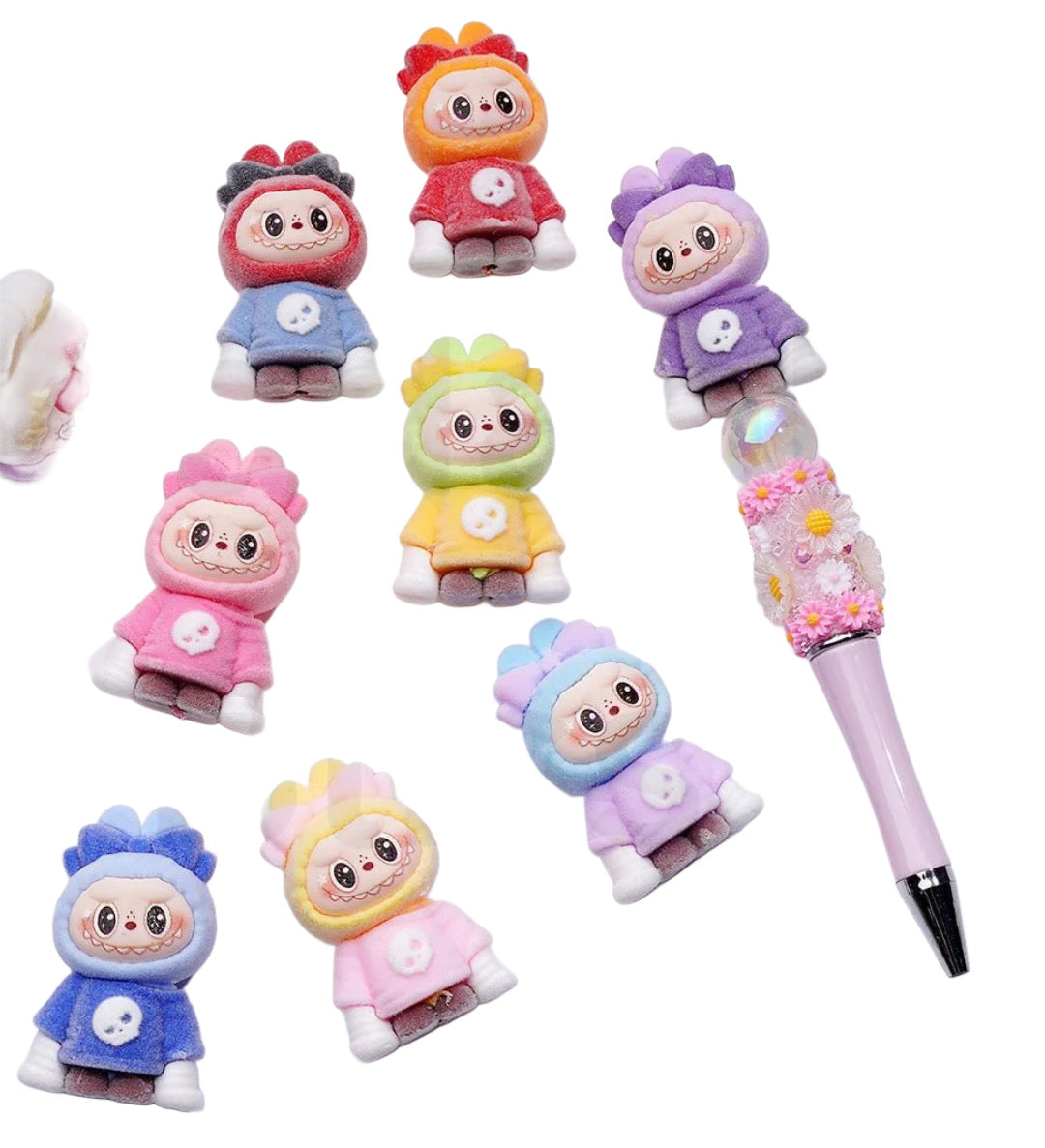Labubu pen toppers/ twists to top of pen/ hole half thru/ pen beading/ elf / mischievous monster / pop/fuzzy/