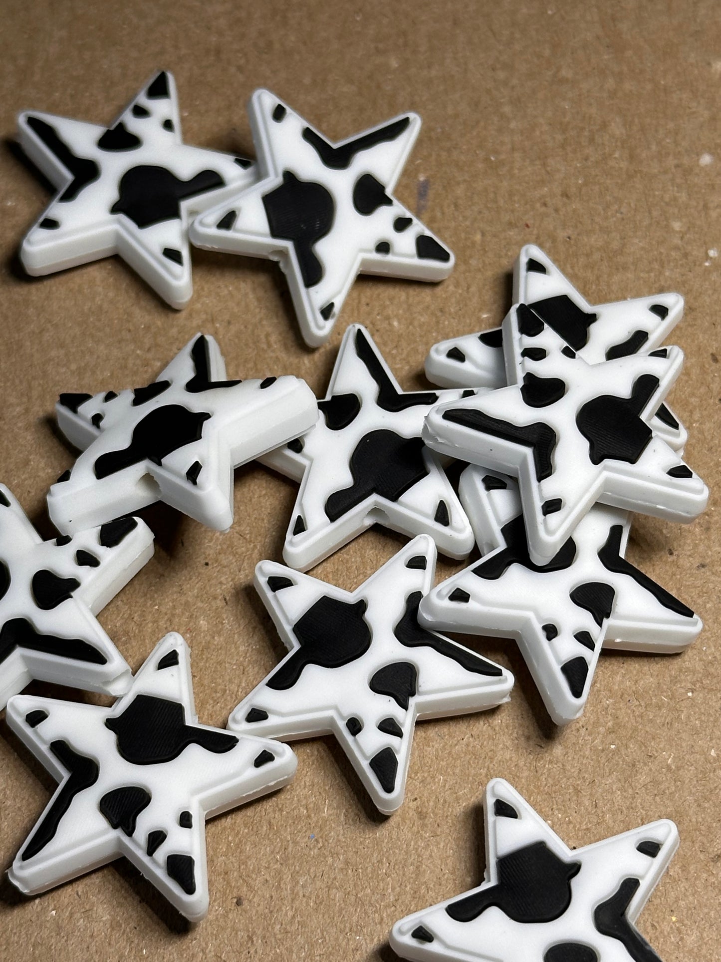Cow print star and heart Focal Bead