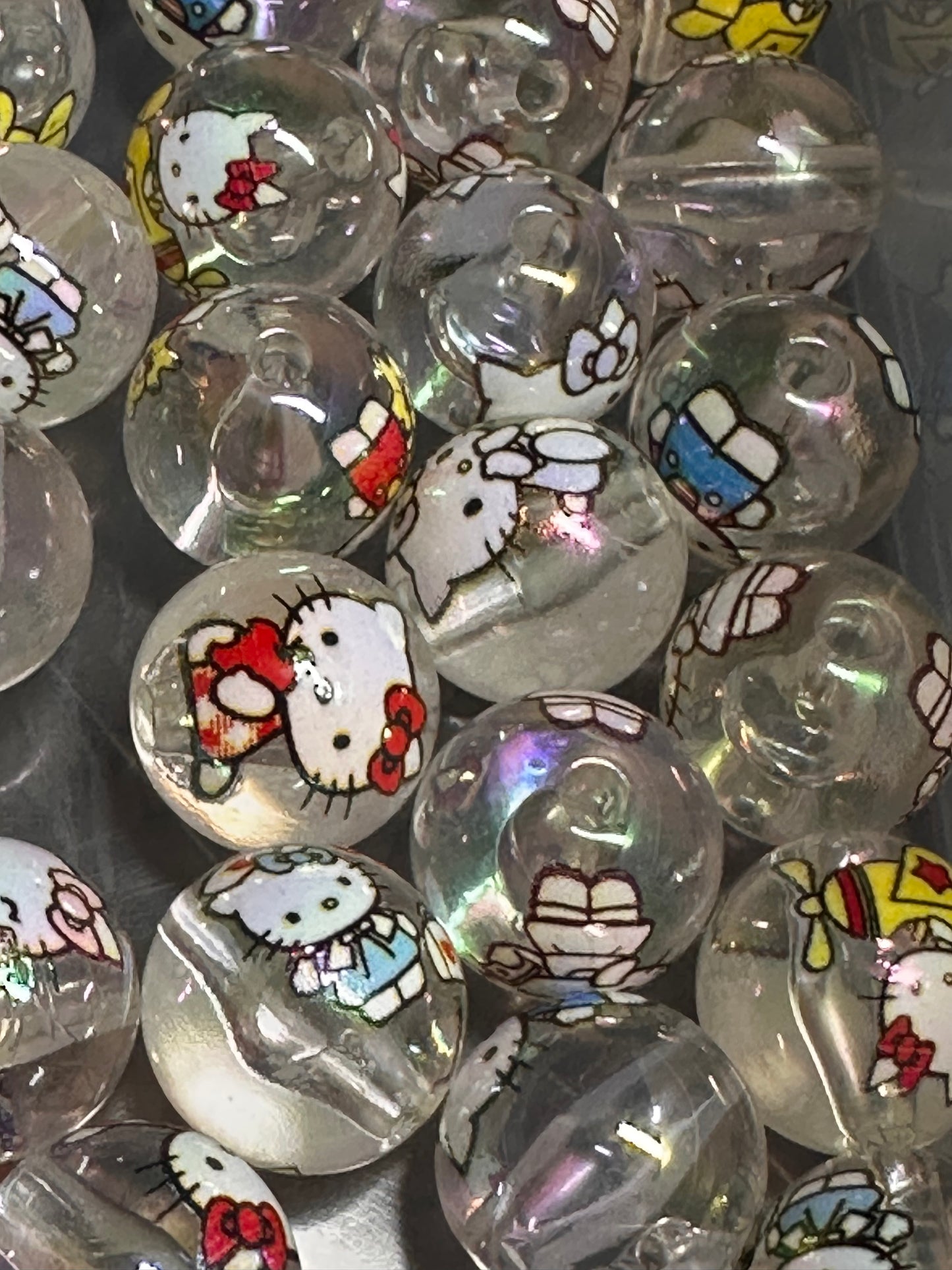 Ten (10) clear cat beads/ round shaped beads/ pen beading beads / keychain beads/ DIY/ 16mm/ cat/