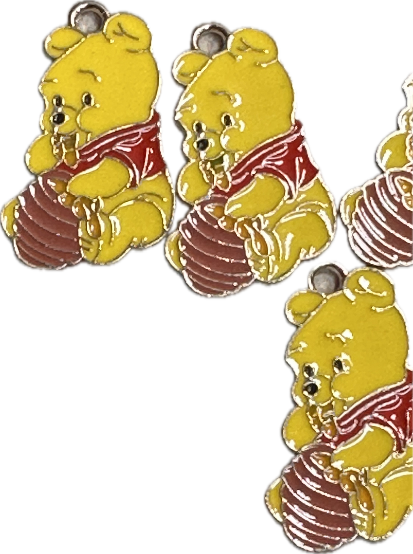 Enameled metal charm/yellow bear with honey pot/ pendant/ DIY charm bracelet/ DIY necklace