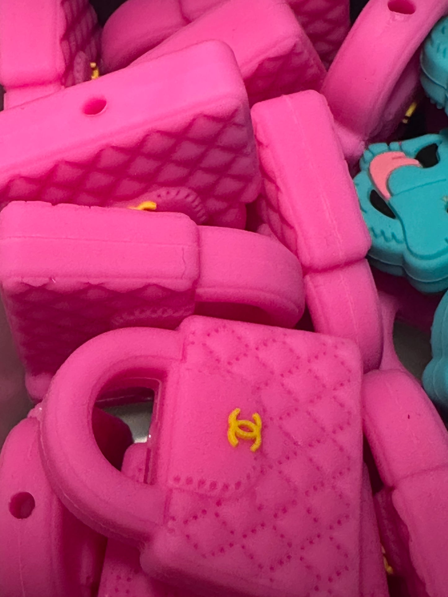 Pink Purse Handbag silicone bead/ focal bead /pen beading / keychain bead