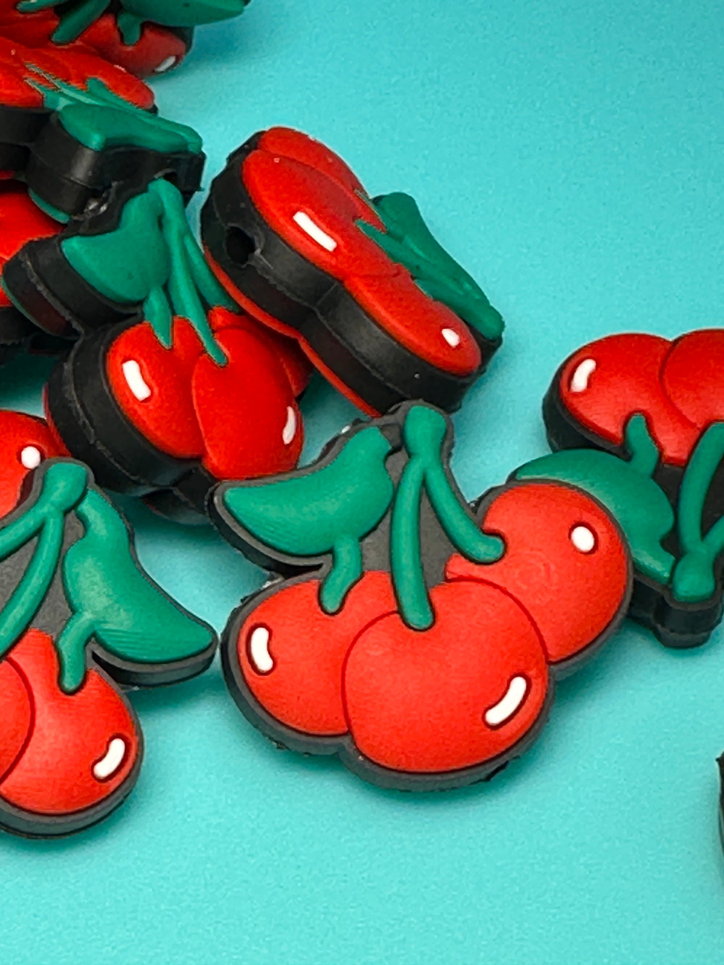 Cherries Silicone focal bead for pen beading and keychain DIY/ snack food/ #2