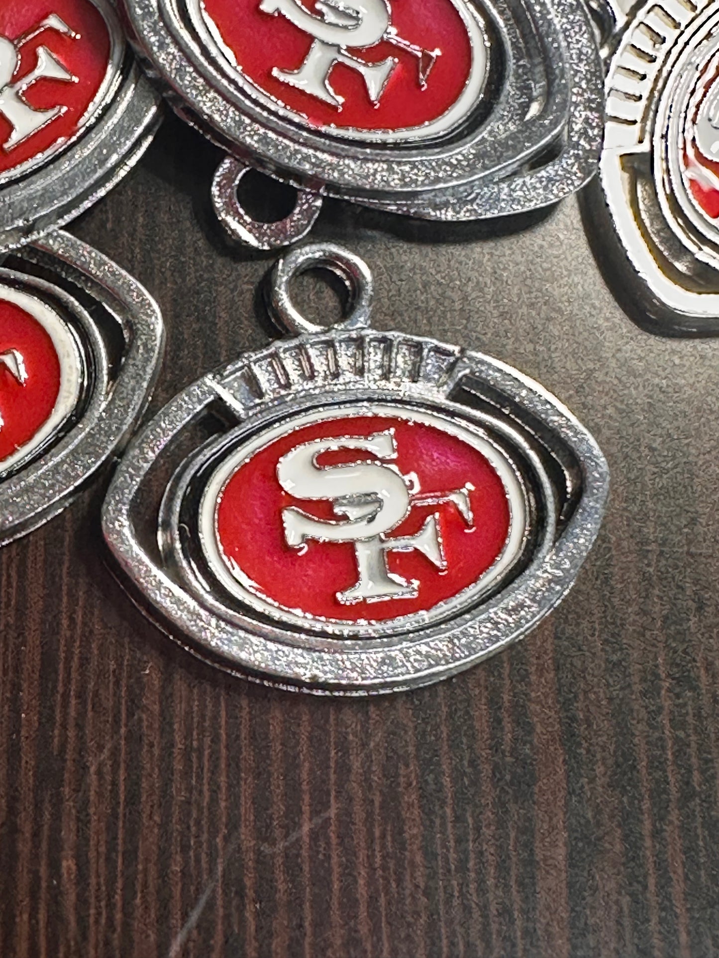 Enameled metal charms/ SF 49ers/ sports team pendant/ DIY charm bracelet/ DIY necklace