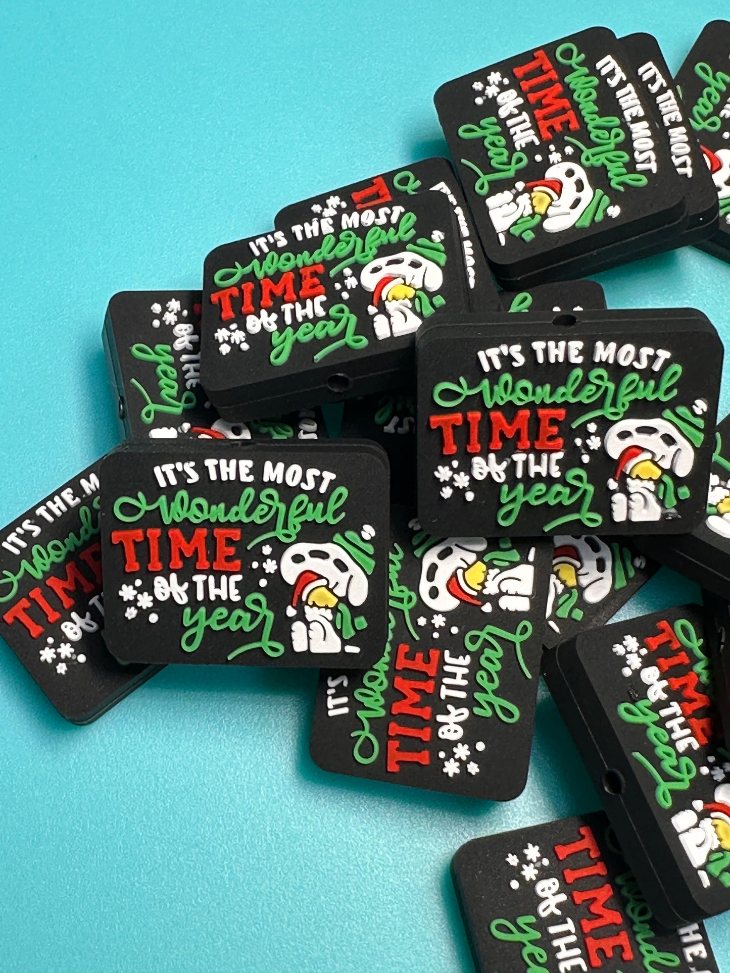 The most wonderful time Focal Bead/ beadable pen/ Silicone bead/ keychain bead/Christmas