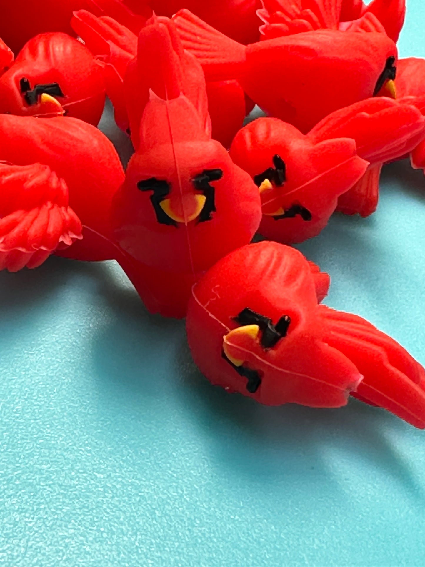3D red bird cardinal Focal Bead / silicone bead/