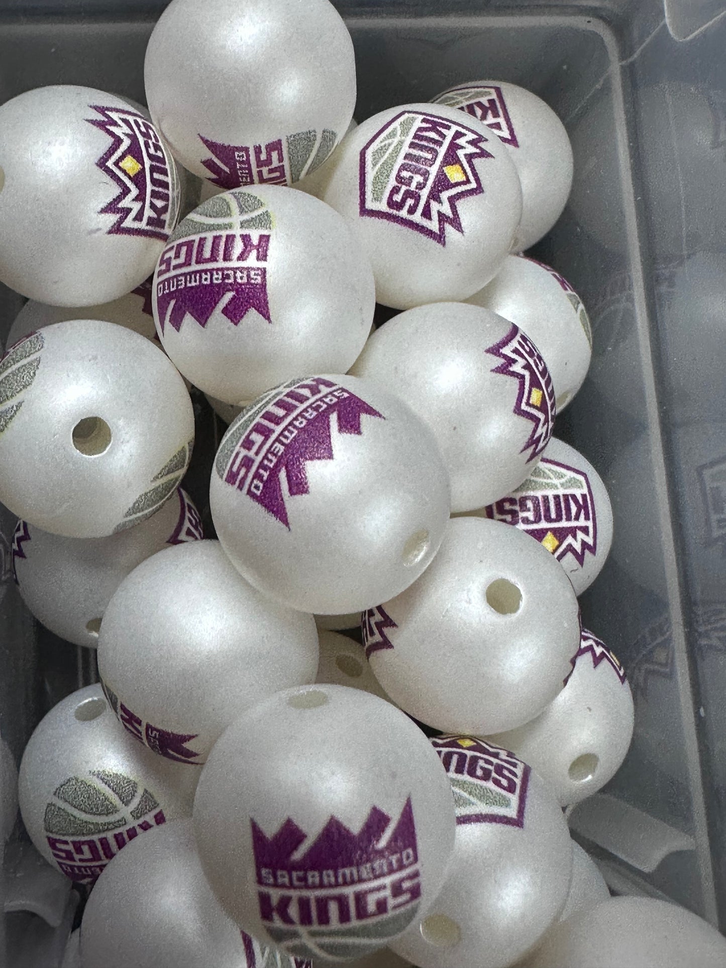 Sacramento Kings 16mm Sports Print Beads • Set of 10 • Great for Pens, Keychains & Crafts-