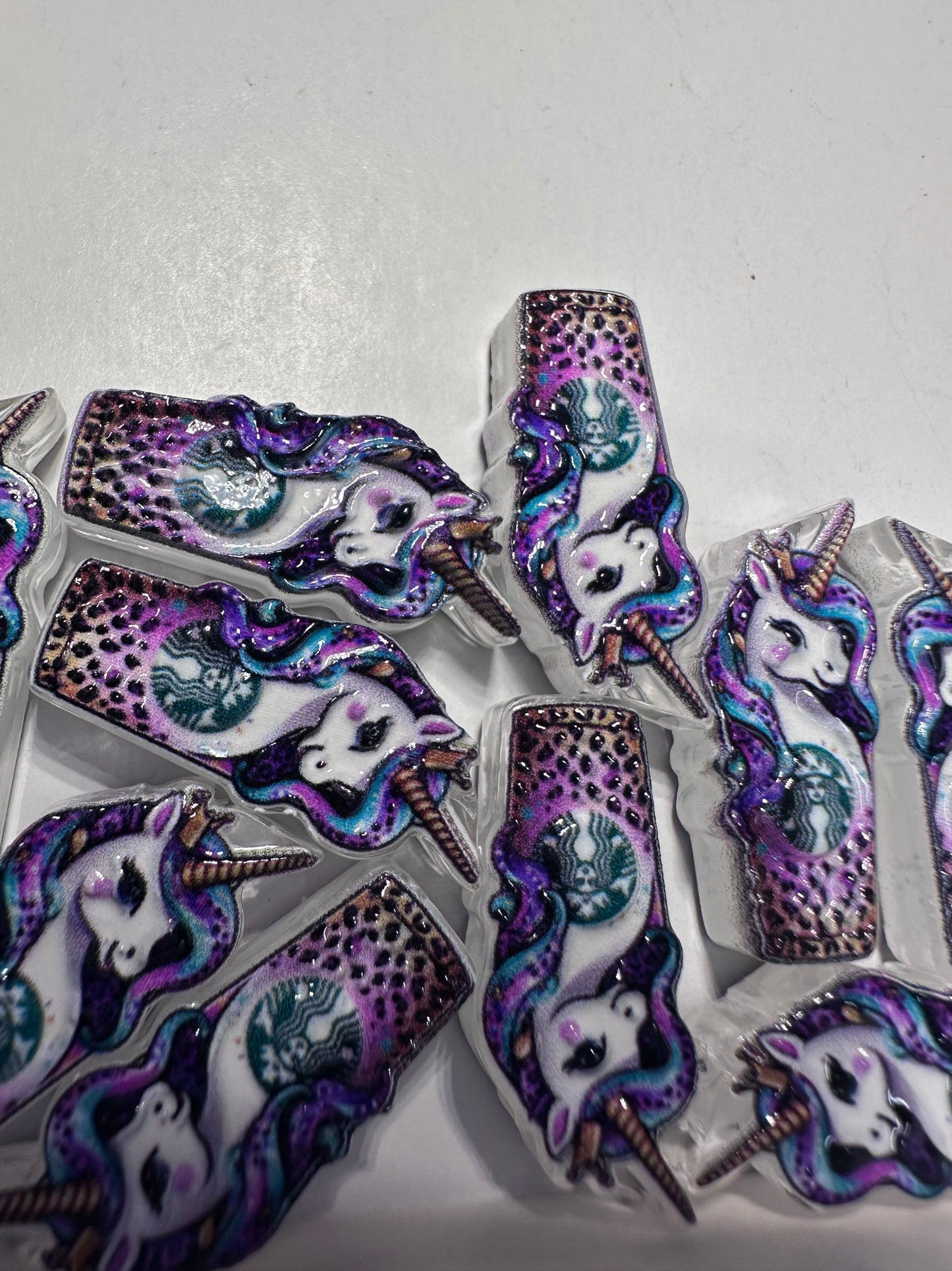 Unicorn acrylic focal bead- set of 2/ focal bead/ pen beading / keychain bead