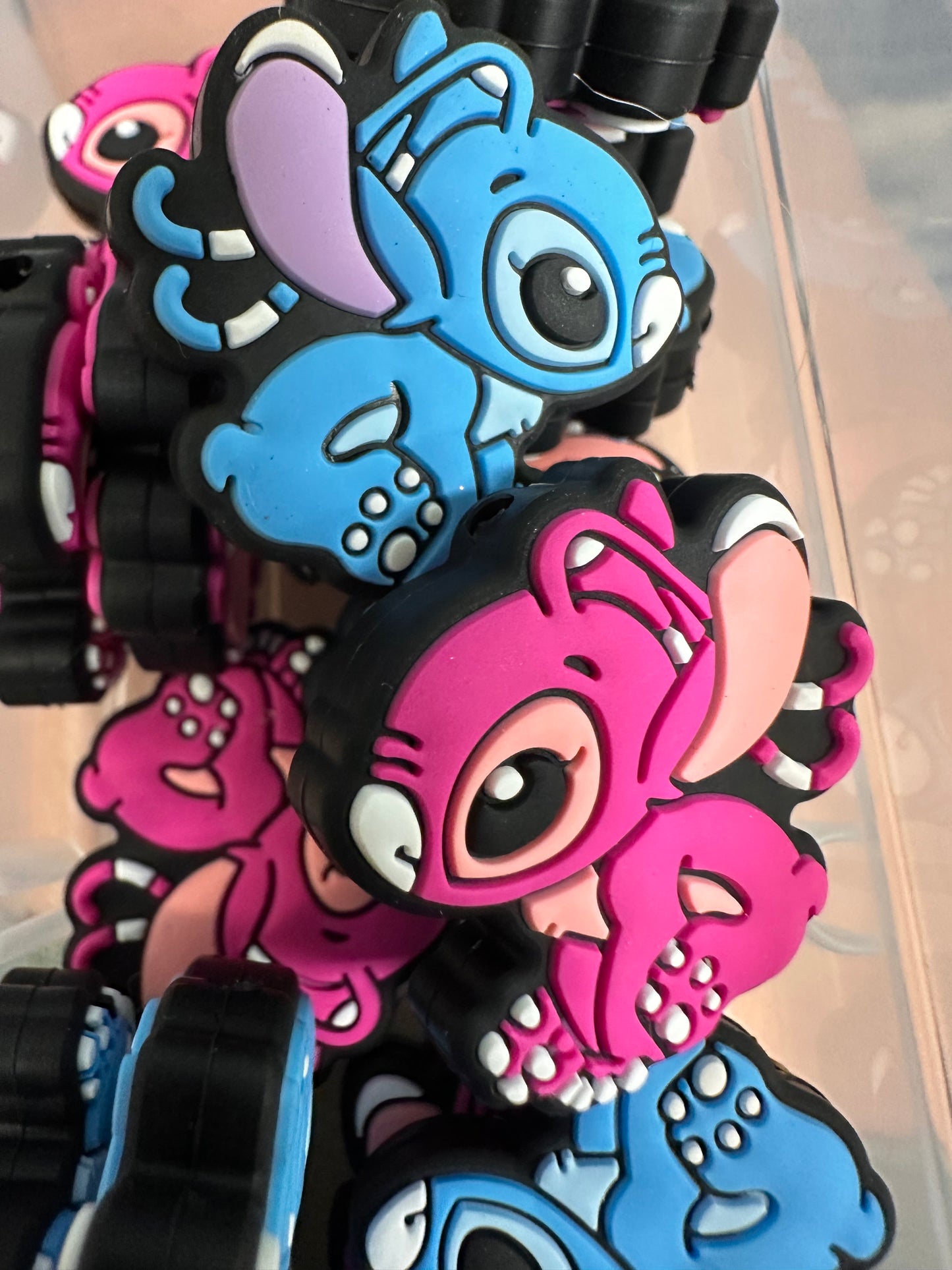 Blue guy / Focal Bead/ beadable pen/ Silicone bead/ keychain bead/ pink girl/ Ang and Stit