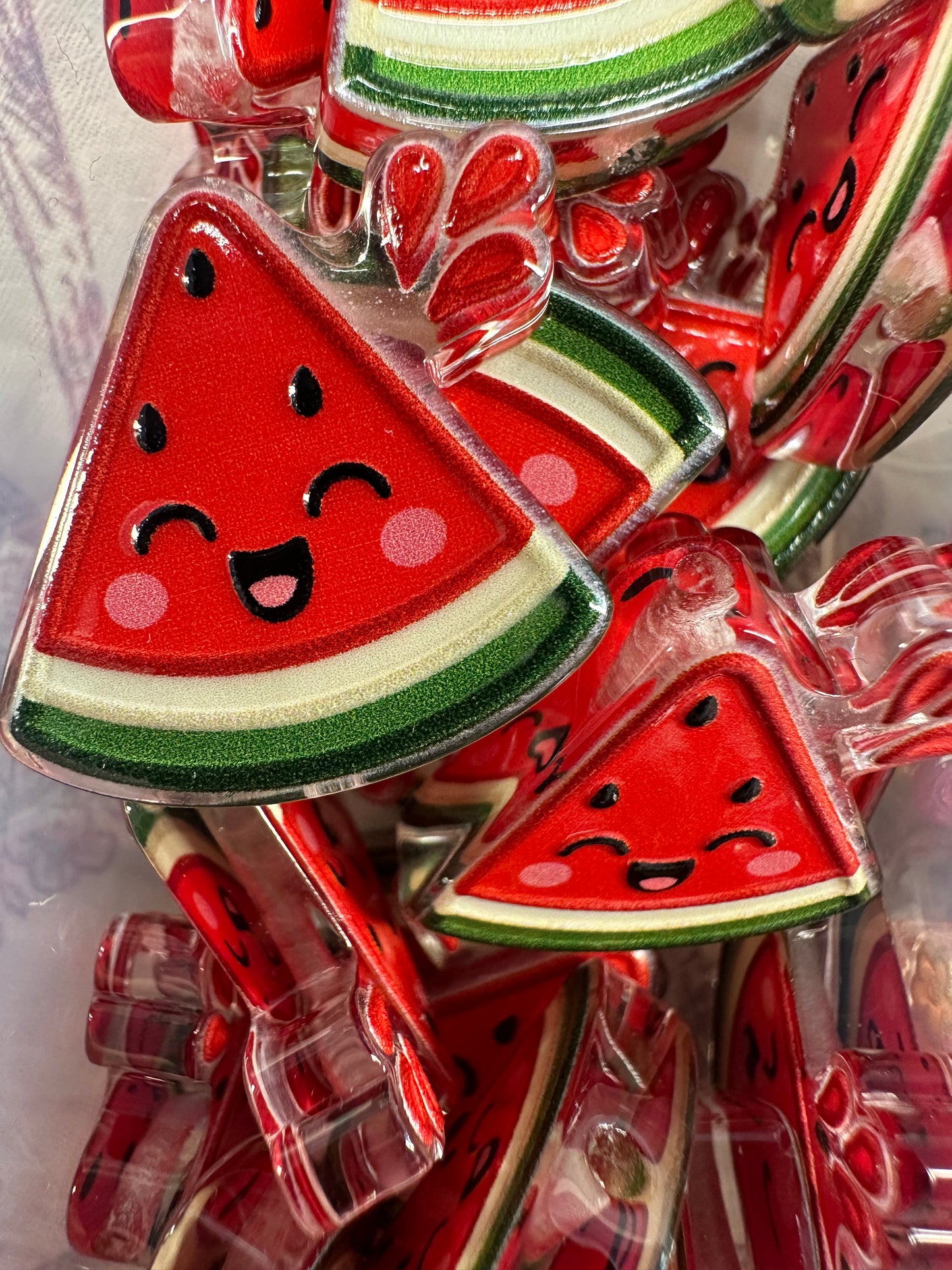 Watermelon slices acrylic focal bead- set of 2/ focal bead/ pen beading / keychain bead/ summer fruit