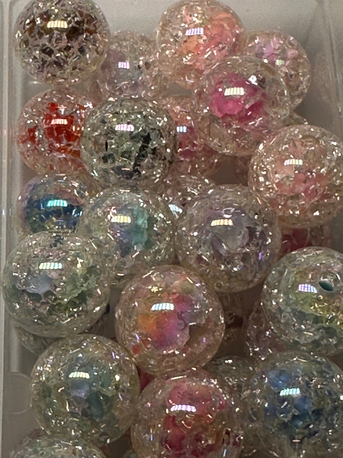 Double Crackle beads/Ten (10) beads / jewelry Beads/ beadable pen/ keychain bead/ acrylic/ 16mm