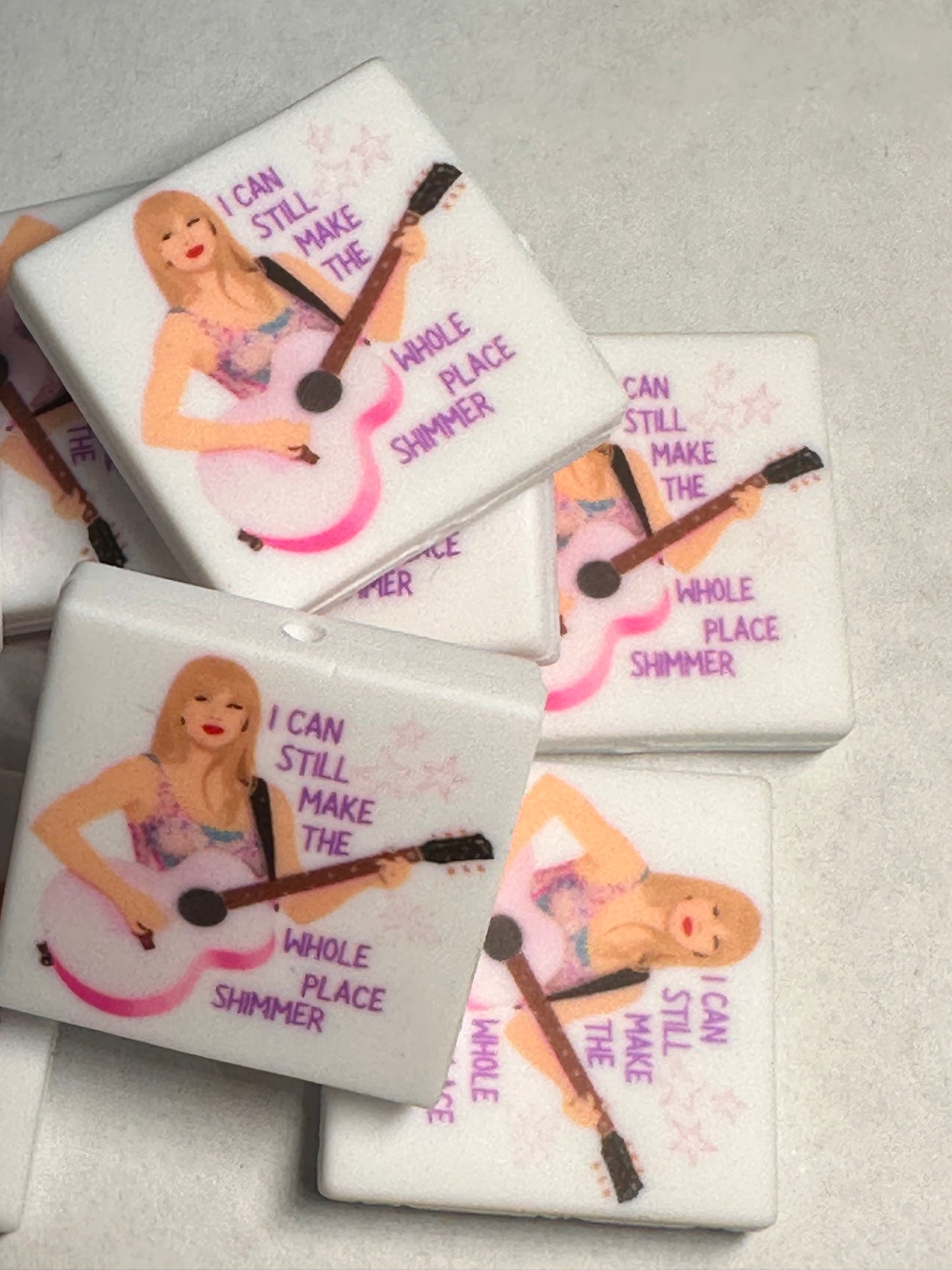 New 2-21-25 Taylor Swift focal bead/ eras tour/ Swiftie/ pink guitar/ shimmer