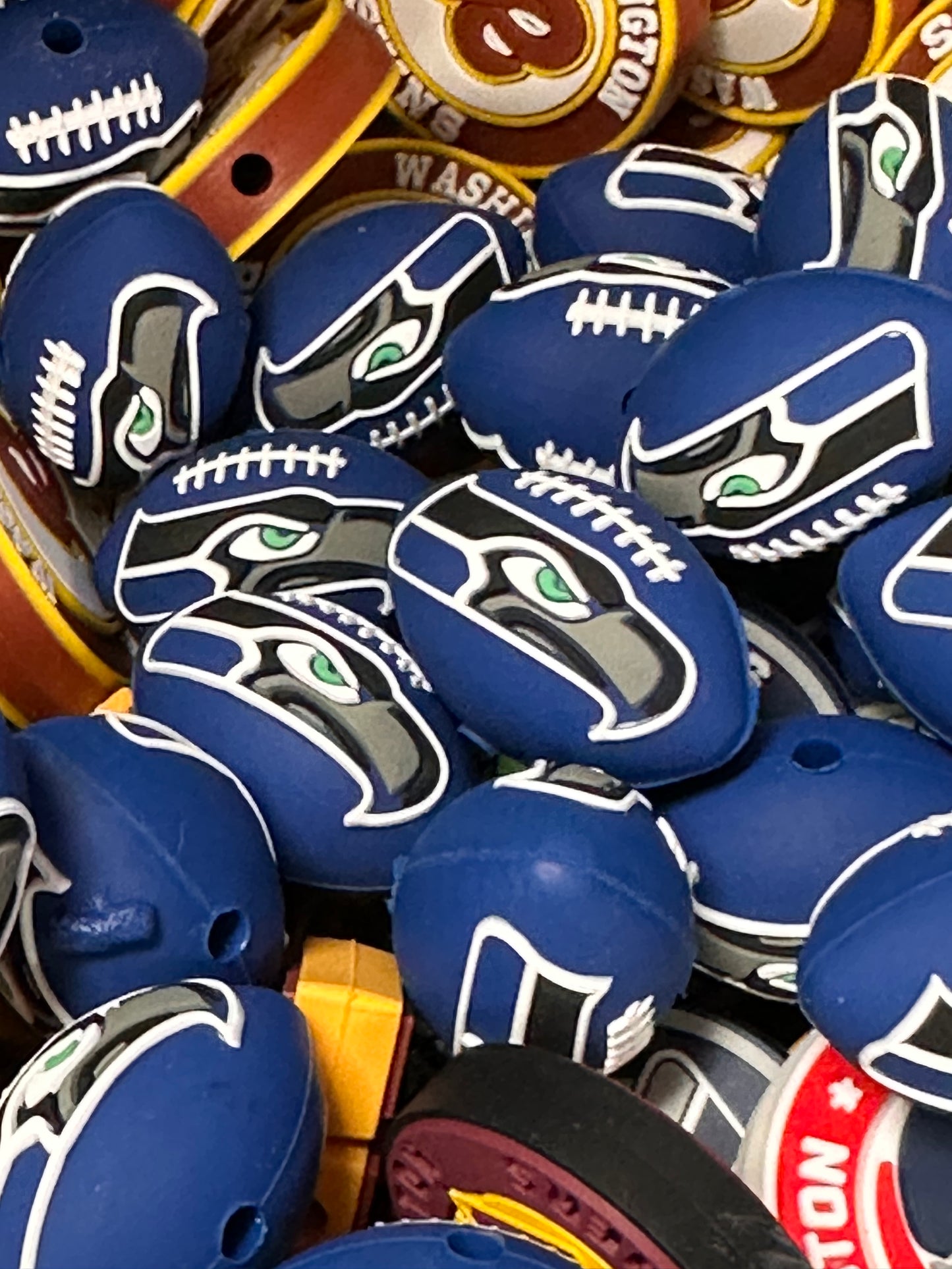3D football shaped Seattle Seahawks focal bead