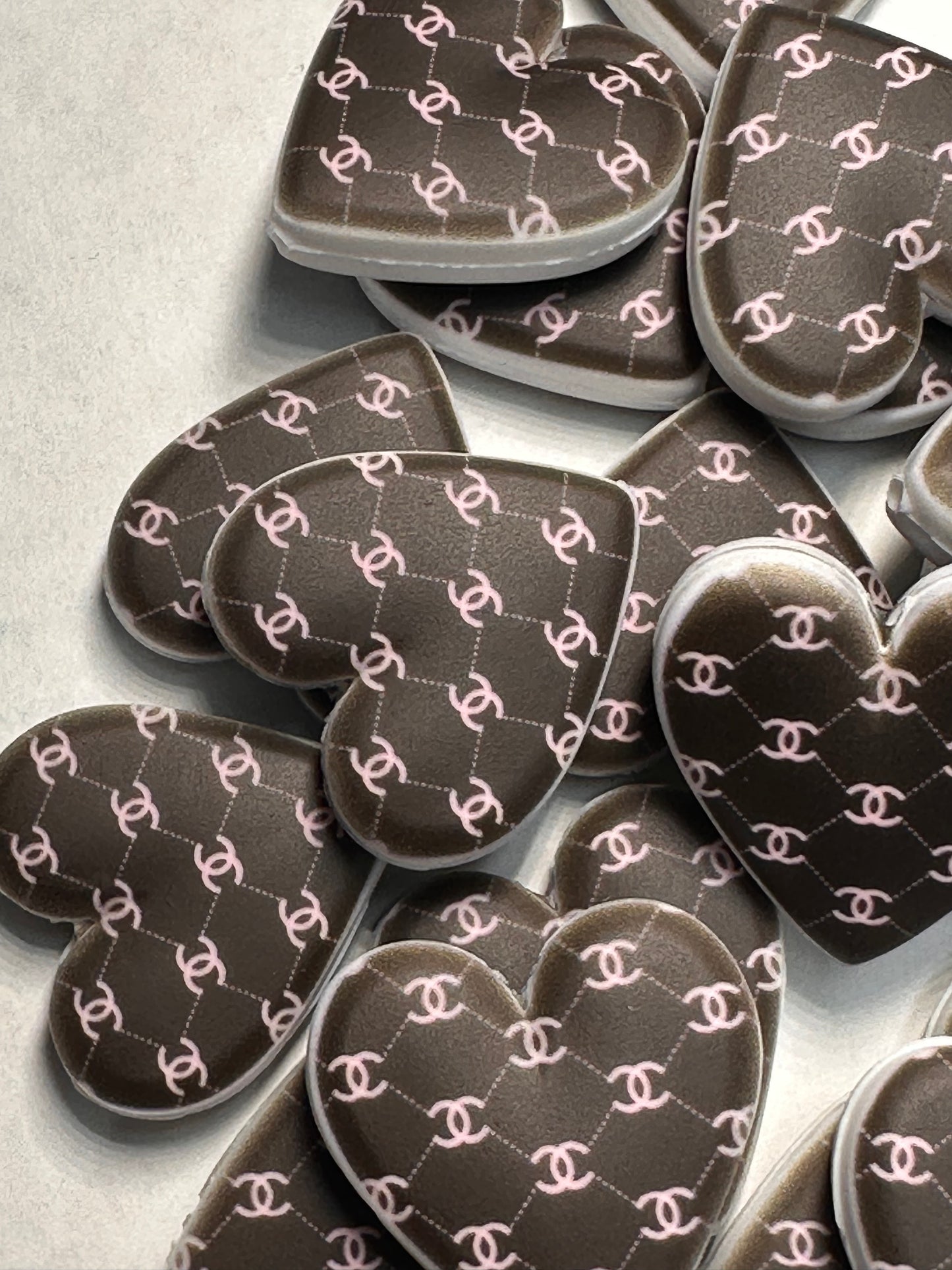 Heart shaped silicone focal bead with designs/ pen beading/ keychain bead/ DIY/ fancy bead #6