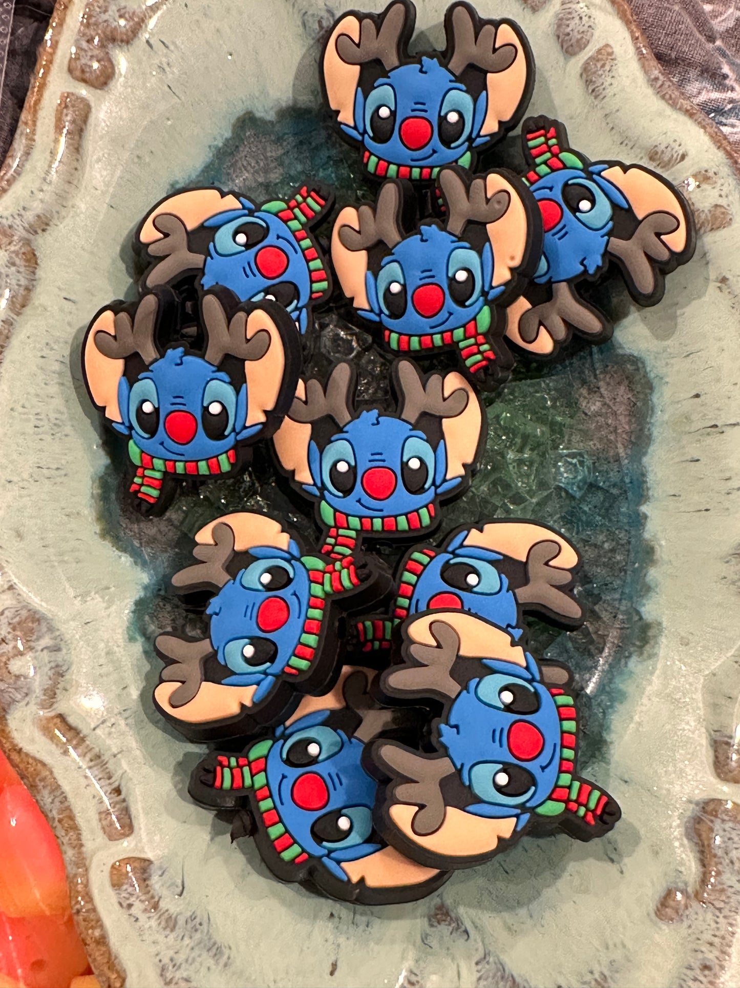 Blue guy / Focal Bead/ beadable pen/ Silicone bead/ keychain bead/ reindeer/ Christmas