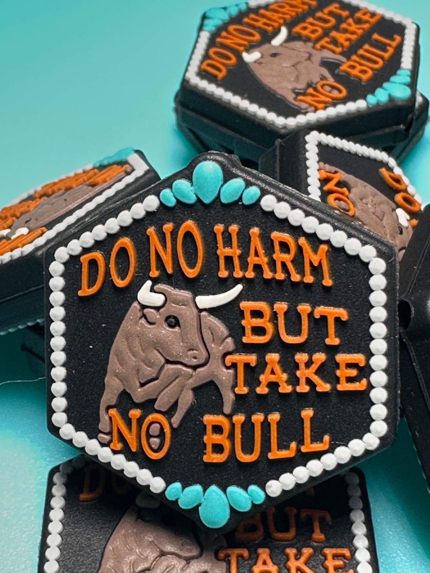 Do no harm but take no bull/Uplifting words focal bead/ silicone bead/ pen beading/ keychain bead