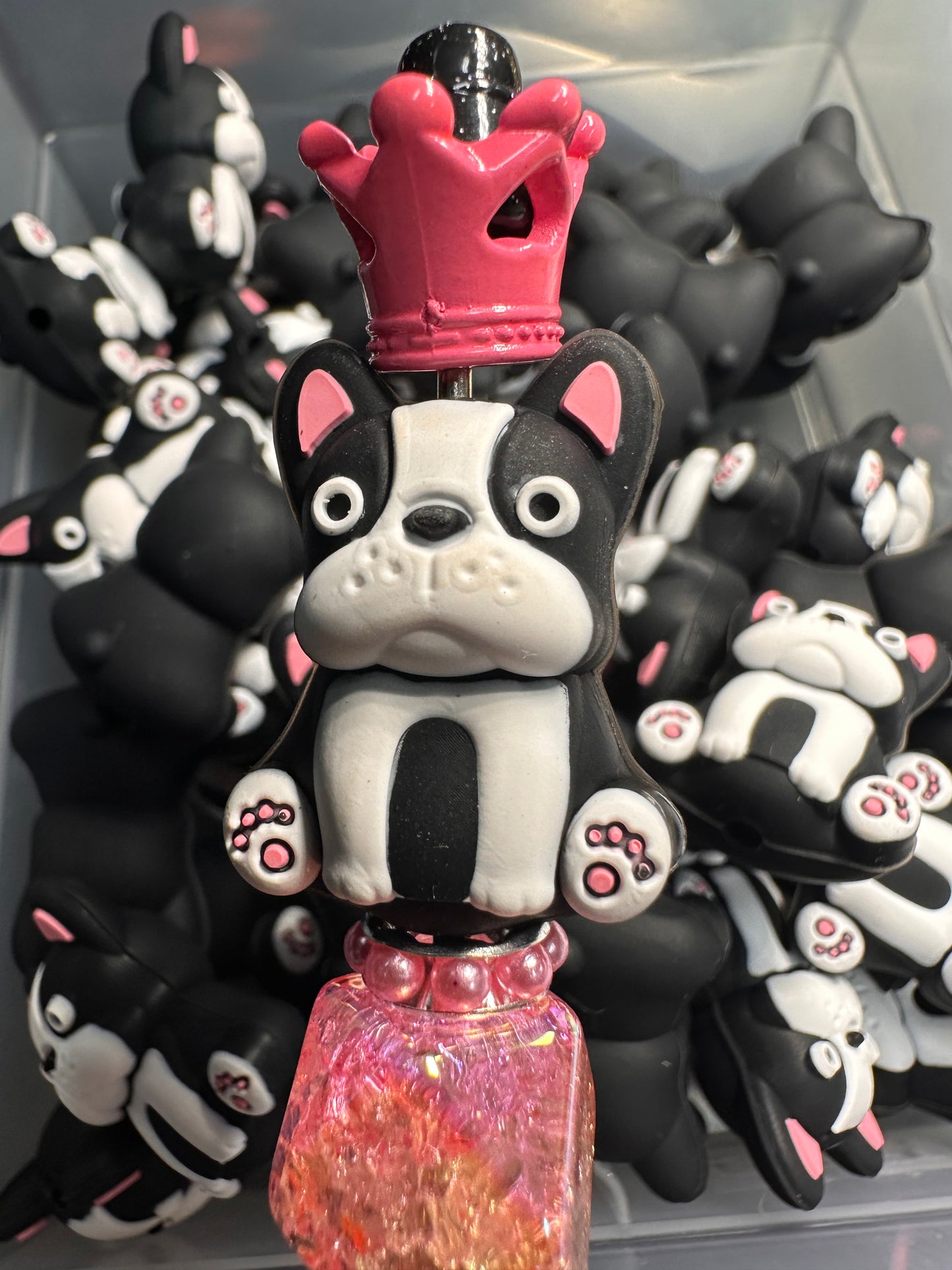 3D Boston Terrier Bostie dog silicone focal bead/