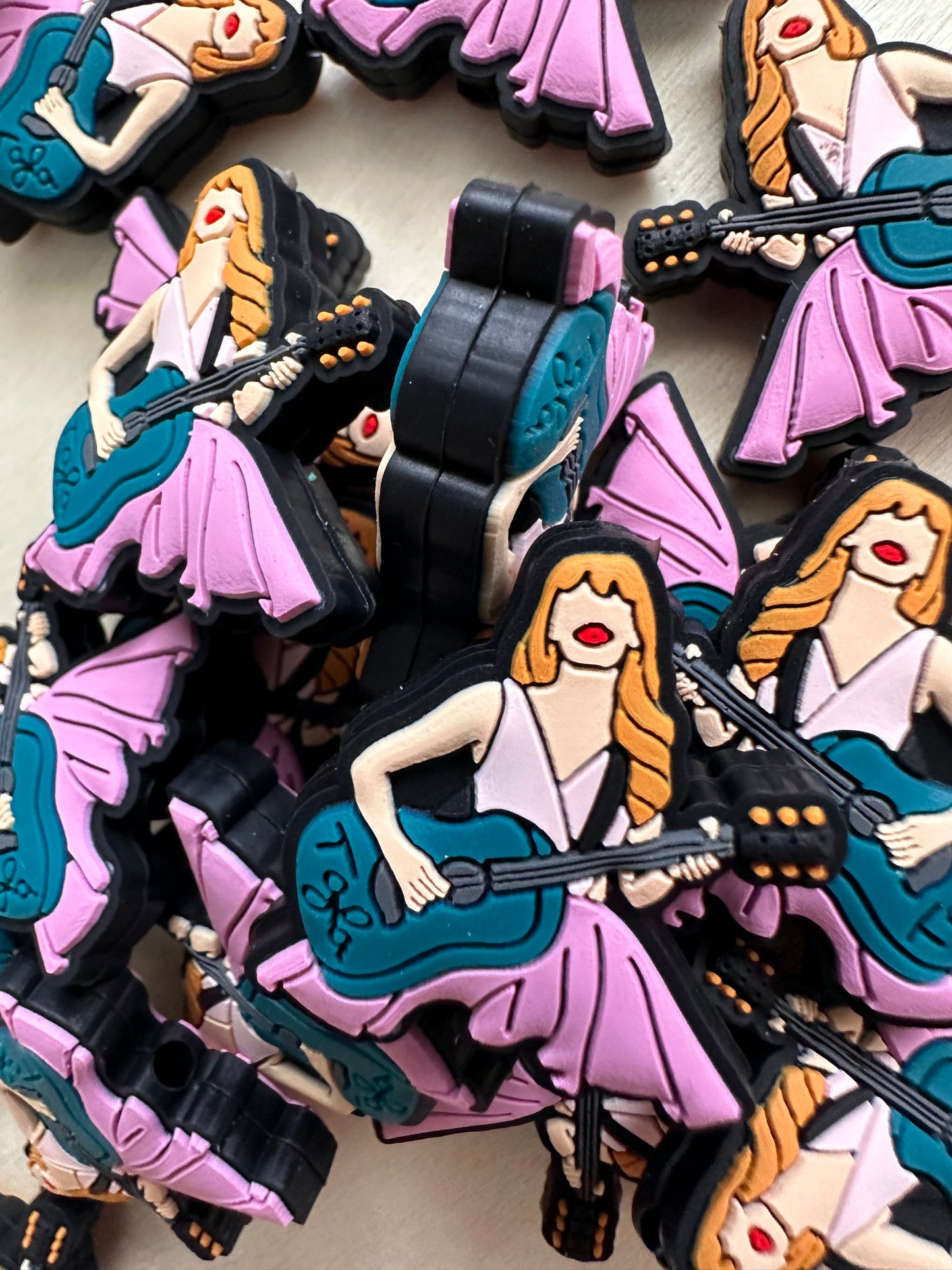Taylor Swift focal bead / purple dress/ blue guitar