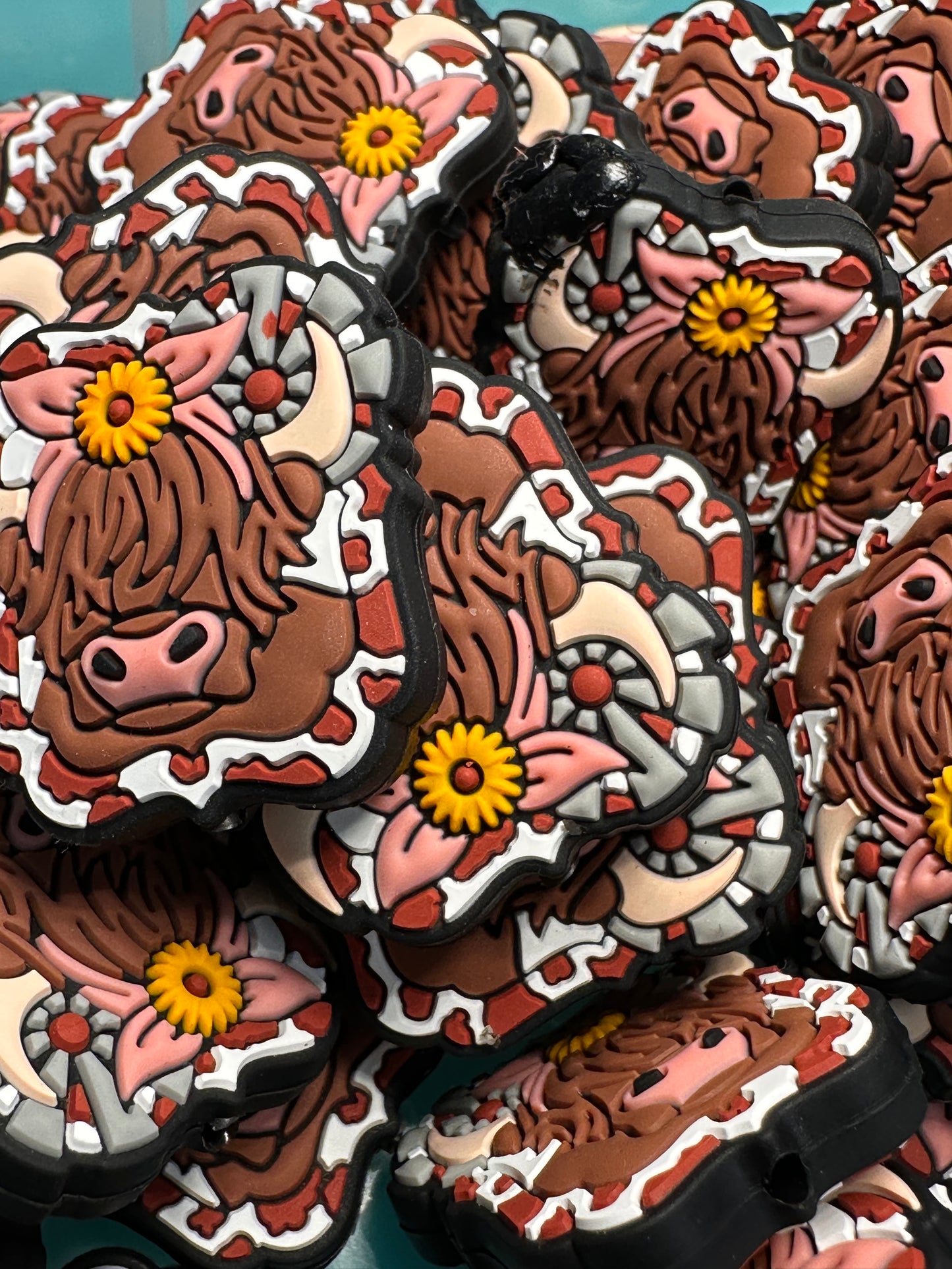 Highland Cow with sunflower focal beads