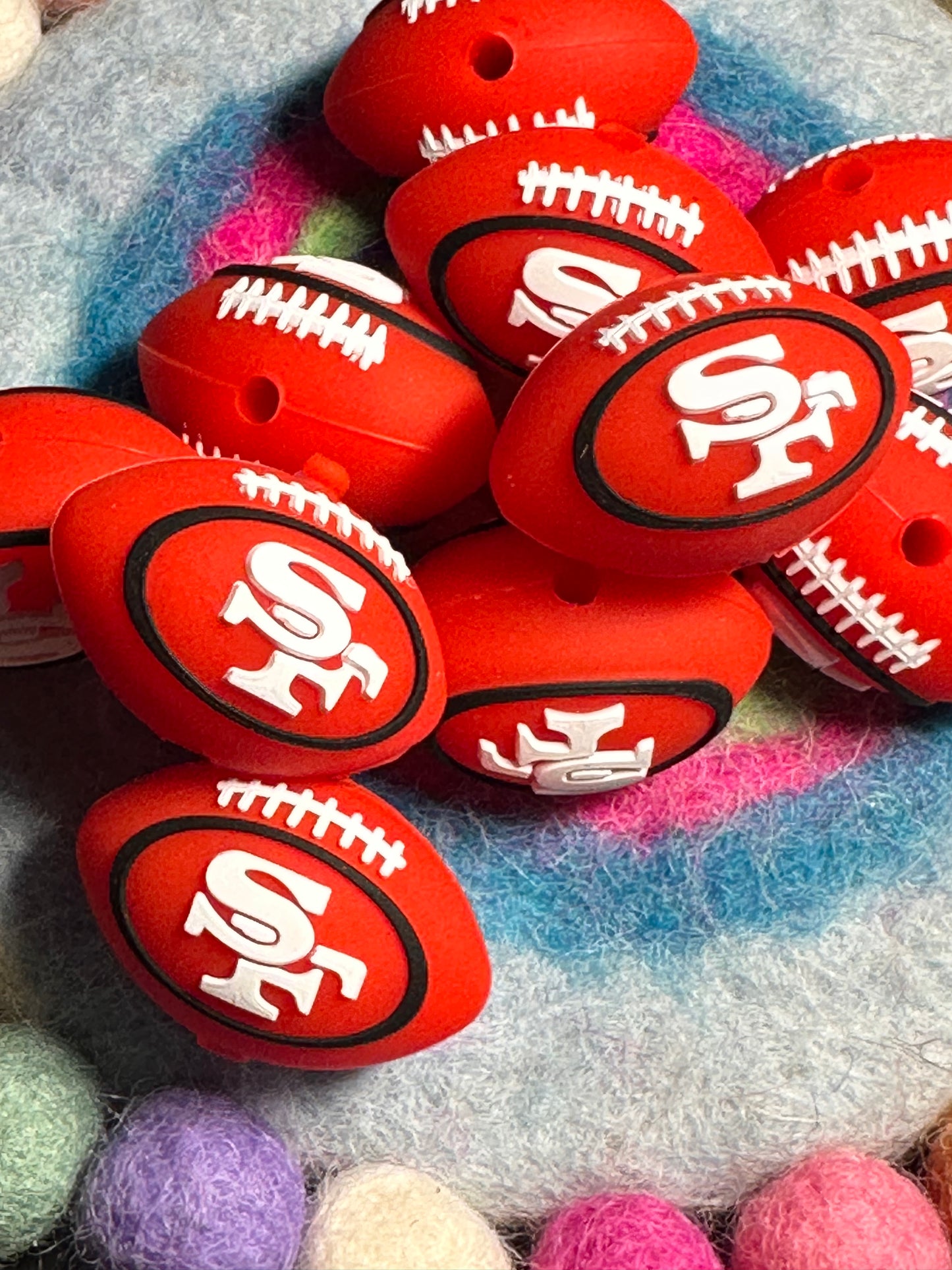 3D football shaped San Francisco 49ers focal bead/ SF