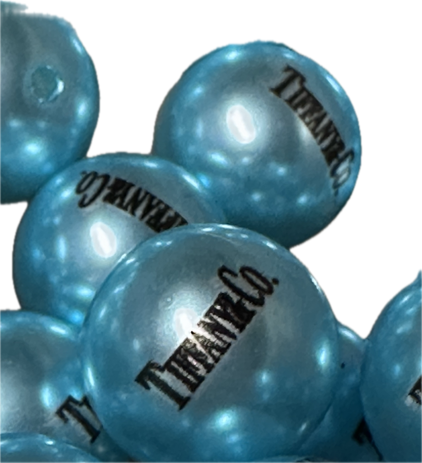 Blue shiny satin beads with design/ Ten (10) round shaped beads included/ jewelry Bead/ beadable pen beads/ keychain bead/ DIY