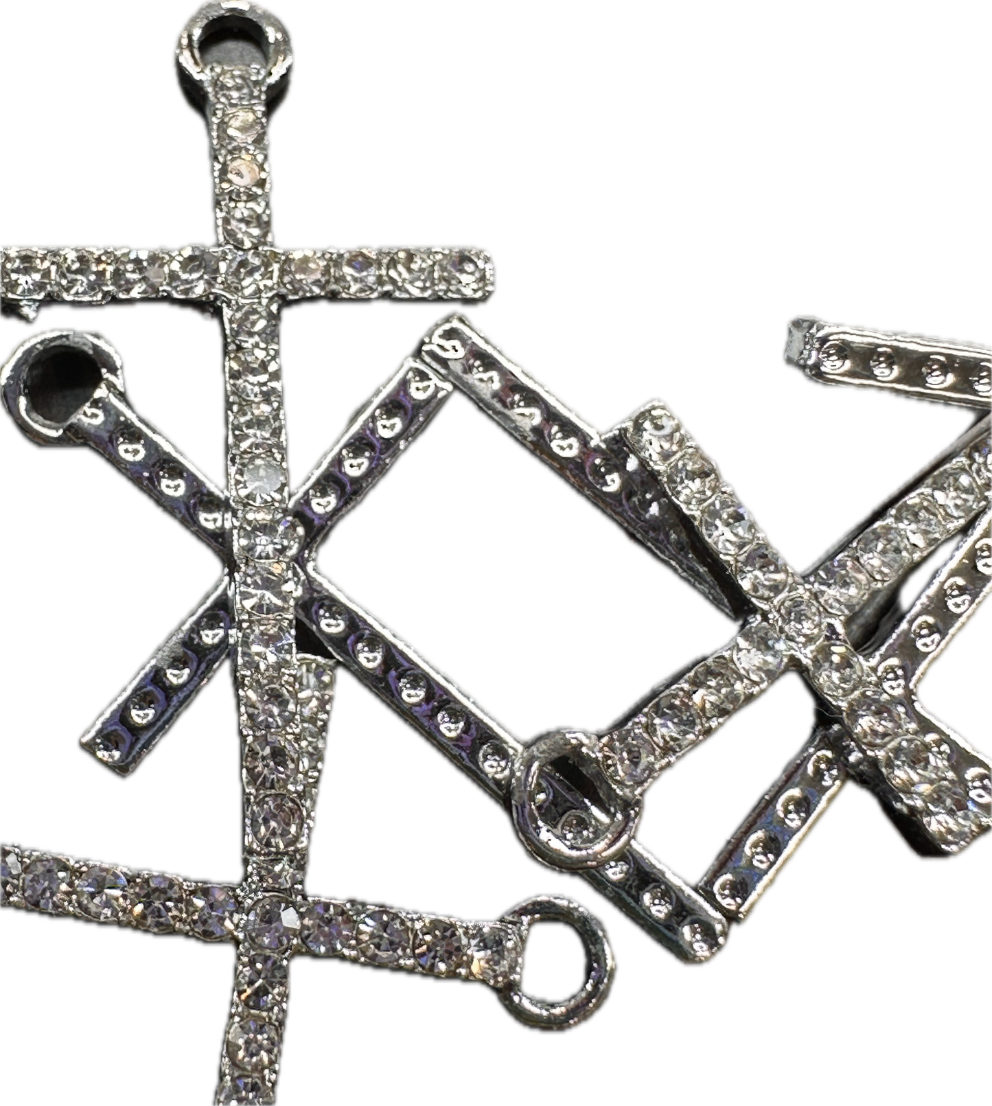 Rhinestone Cross Charms – Silver Color Pendants (1, 5, or 10 Pieces