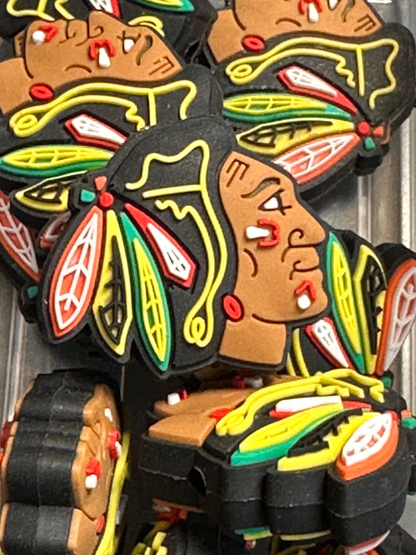 NEW Chicago Blackhawks focal bead / silicone focal/ ice hockey team
