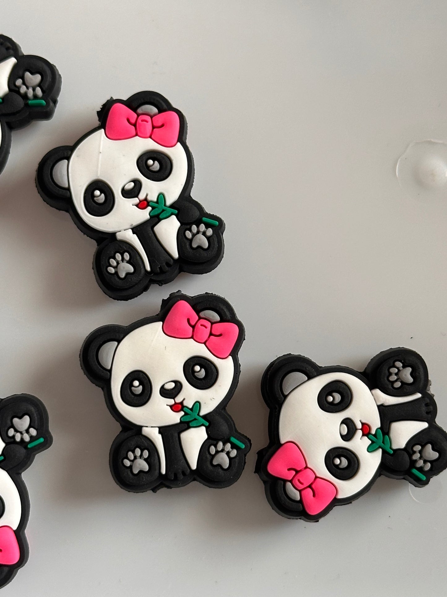 Panda bear with pink bow/ Focal Bead/ beadable pen/ Silicone bead/ keychain bead/ bear