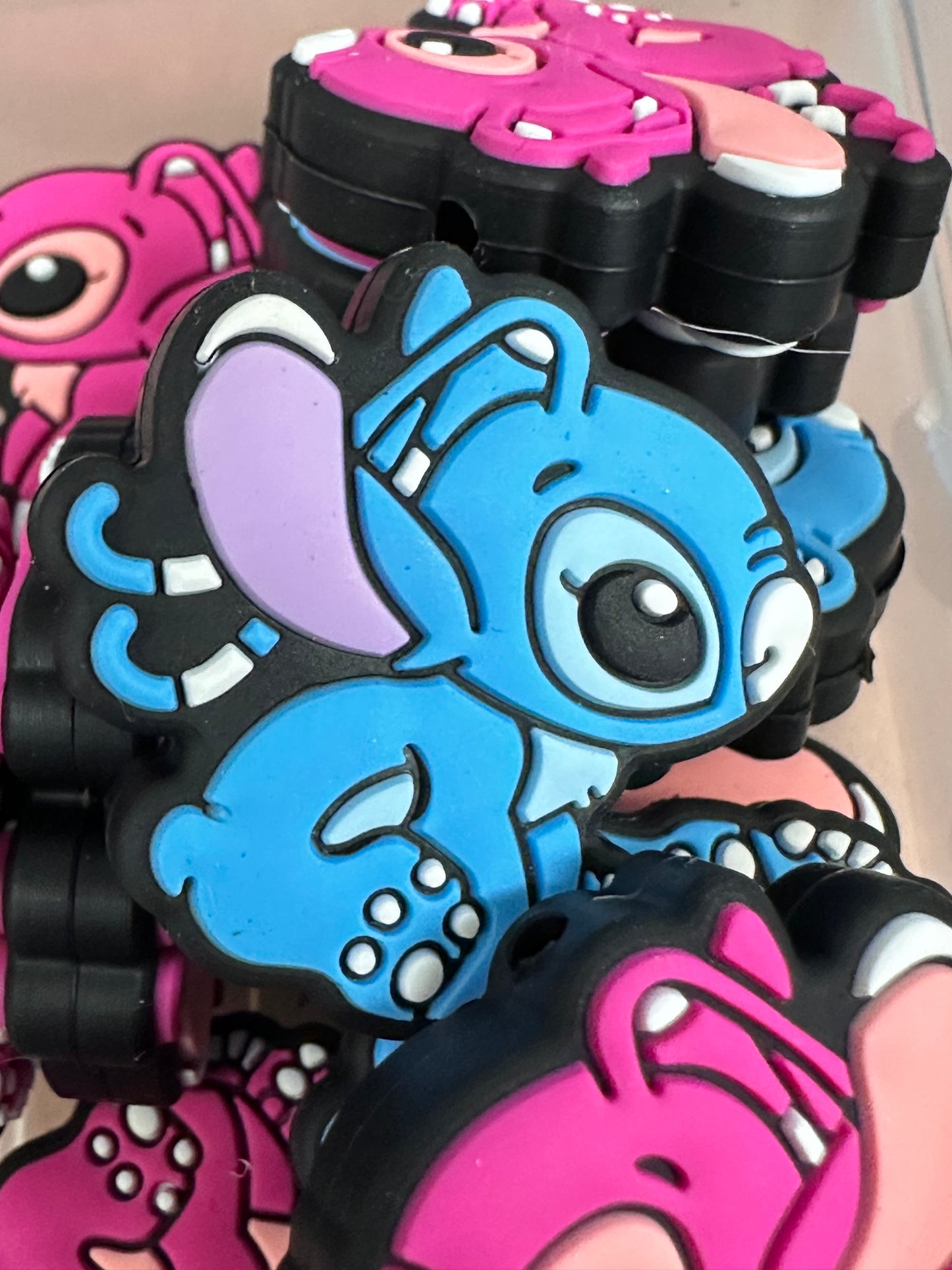 Blue guy / Focal Bead/ beadable pen/ Silicone bead/ keychain bead/ pink girl/ Ang and Stit