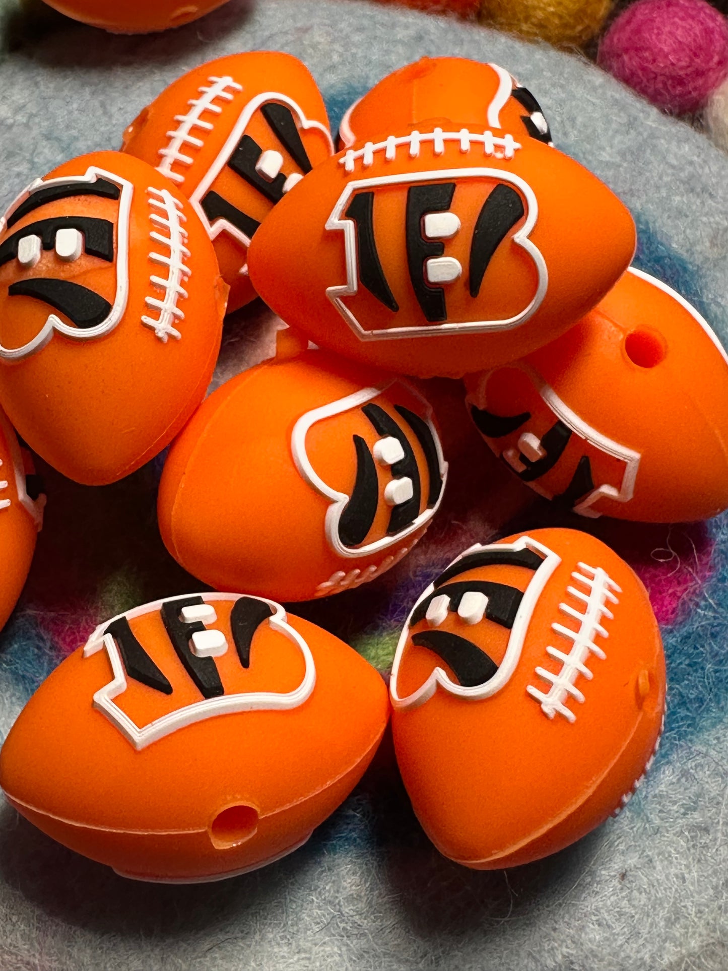3D Cincinnati Bengals focal bead design / football shaped