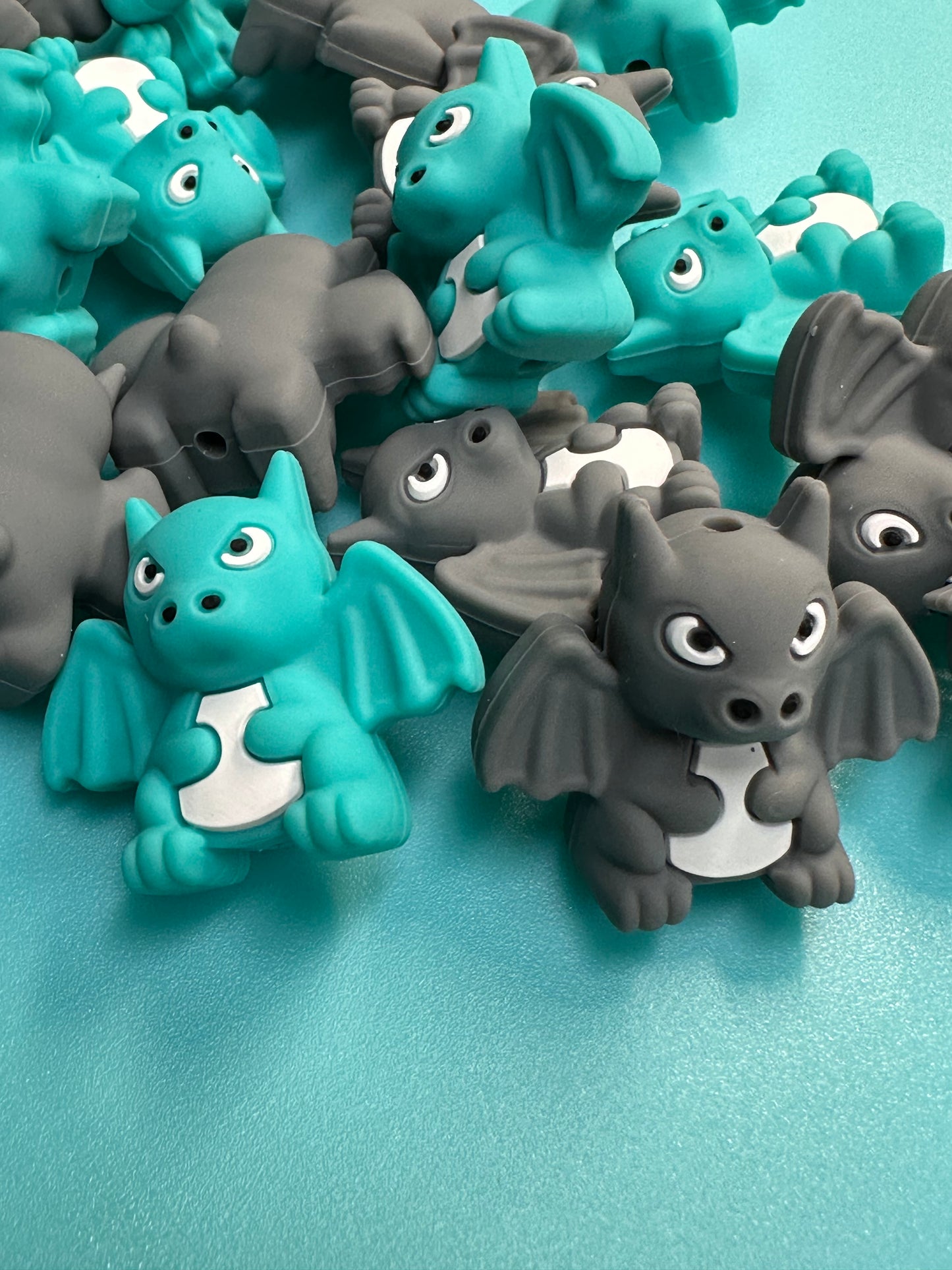3D cute bats silicone focal bead/ gargoyles