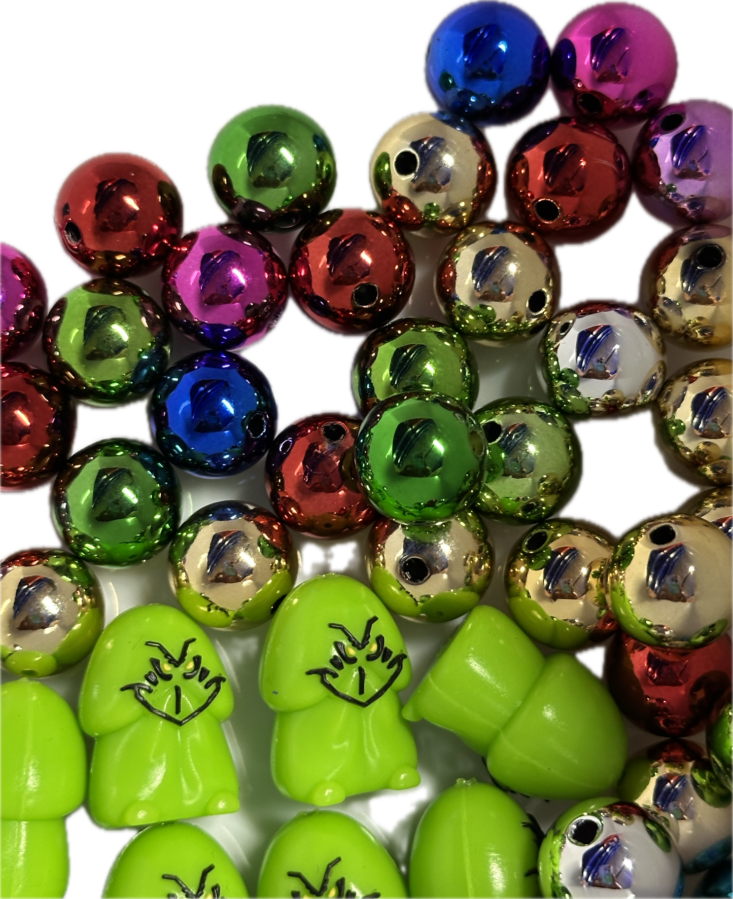 3D Christmas Richard/silicone focal bead / green guy face on weiner shaped pen bead