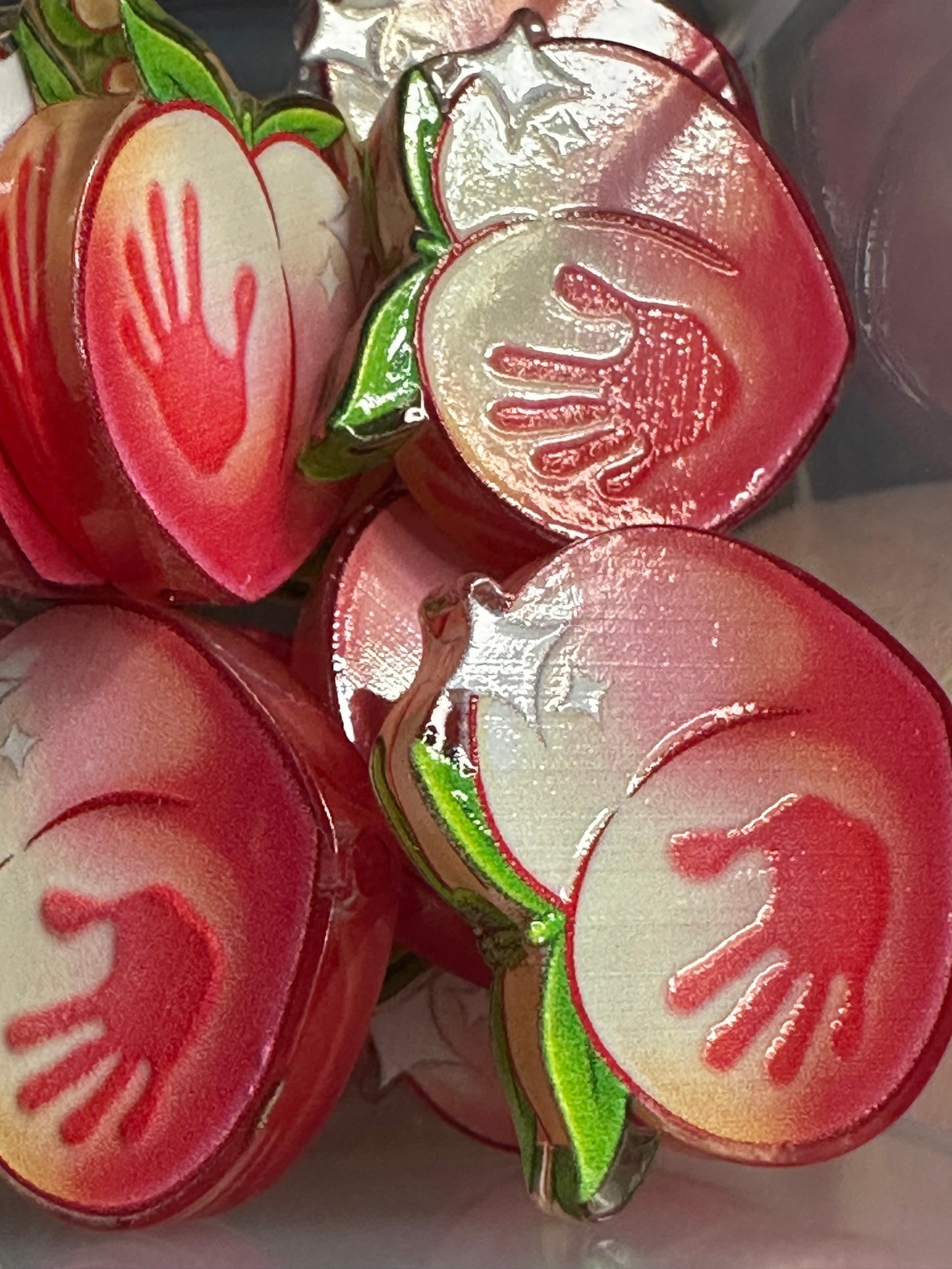 Peach booty acrylic focal bead- set of 2/ focal bead/ pen beading / keychain bead/ handprint 🖐🏻
