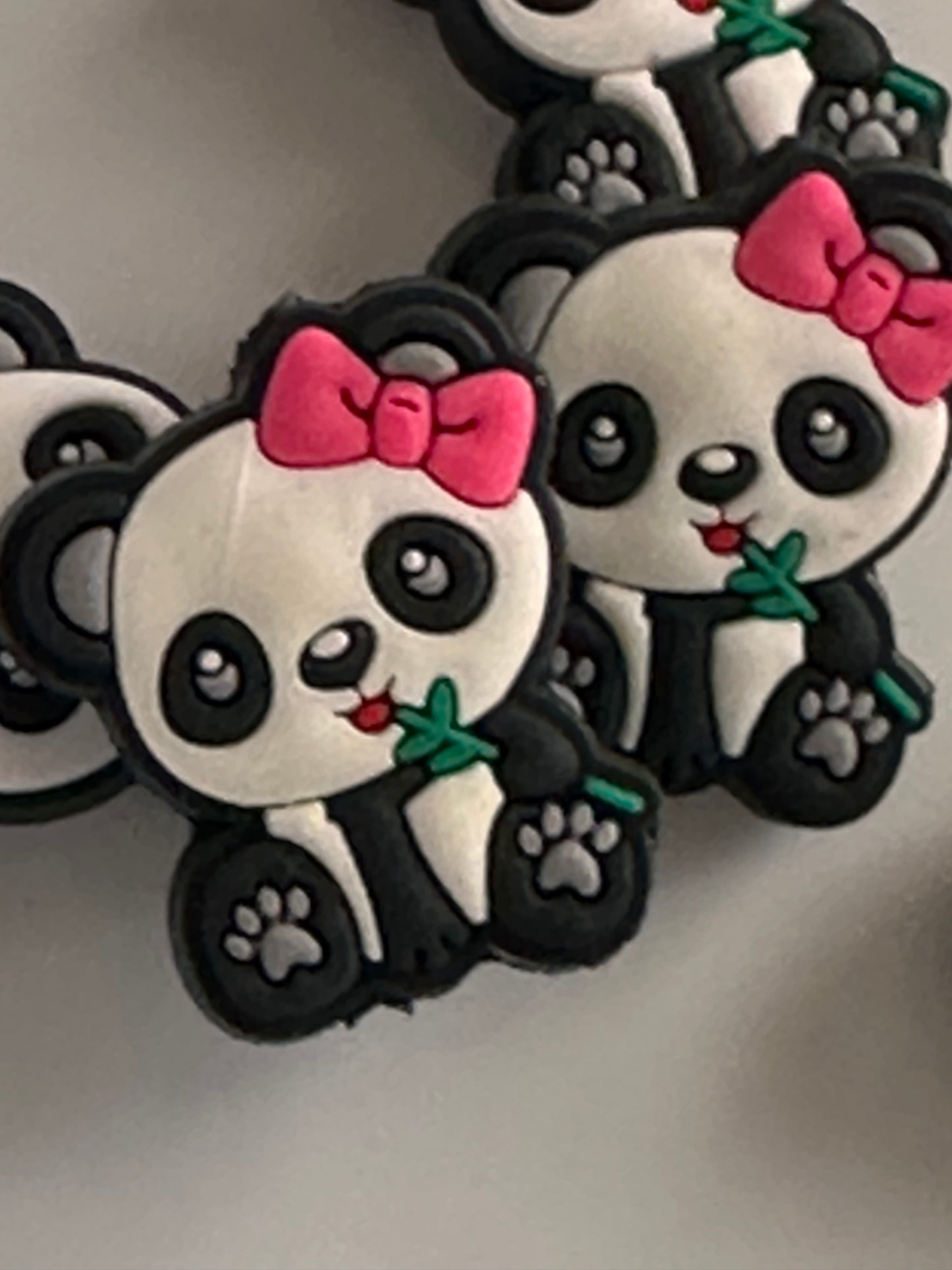 Panda bear with pink bow/ Focal Bead/ beadable pen/ Silicone bead/ keychain bead/ bear