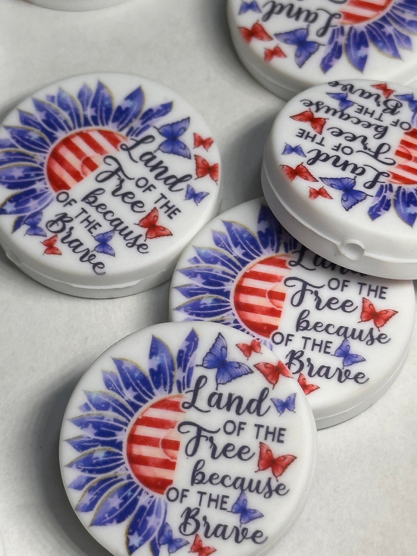 American Flag/ Focal Bead/ USA/ beadable pen/ Silicone bead/ keychain bead/ Patriotic/ Fourth of July/ America / flower/ butterfly