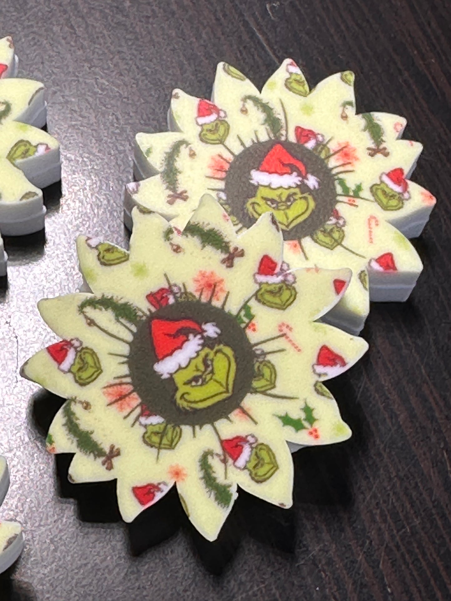 Christmas flower shaped Focal Bead/ beadable pen/ Silicone bead/ keychain bead/ mean green guy/ Santa hat/