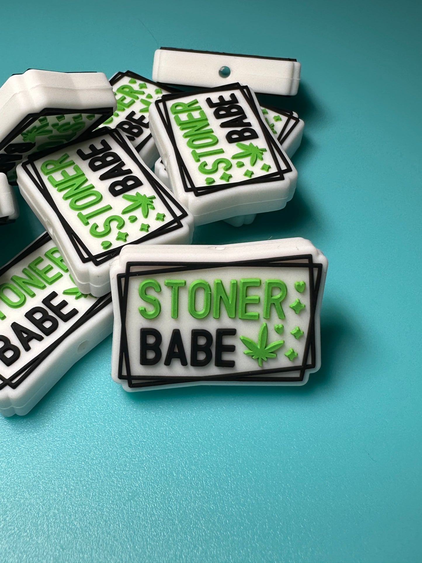 Stoner babe/ Happy Leaf/ Maple leaf/Focal Bead/ beadable pen/ Silicone bead/ keychain beads/ green leaf