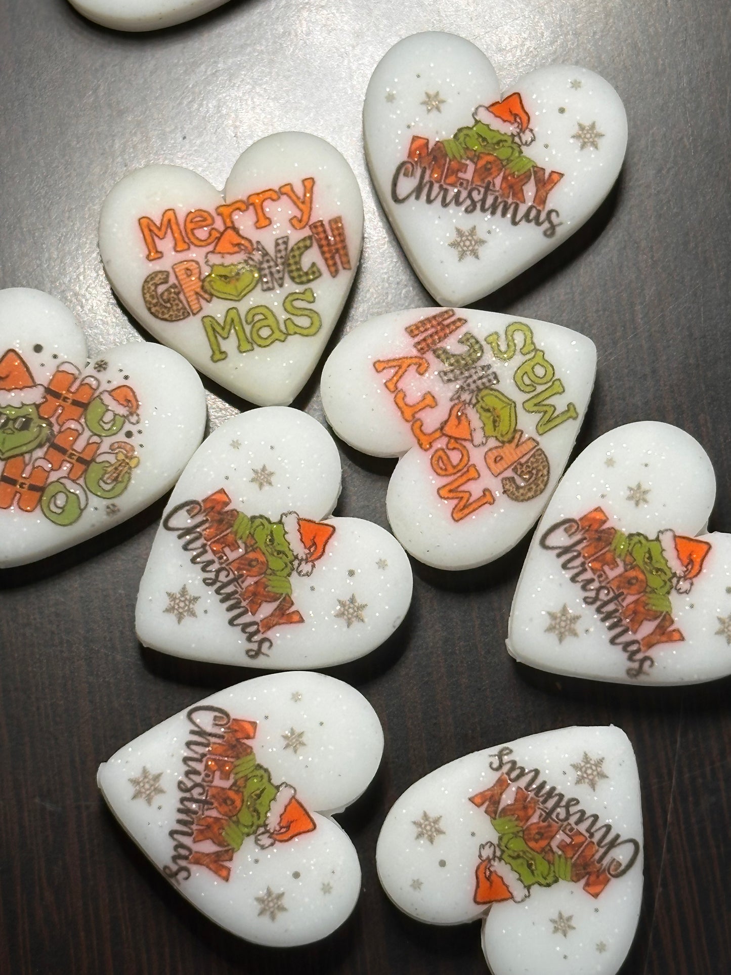 Luminous Christmas Focal Bead/ beadable pen/ Silicone bead/ keychain bead/ green guy/ heart shaped