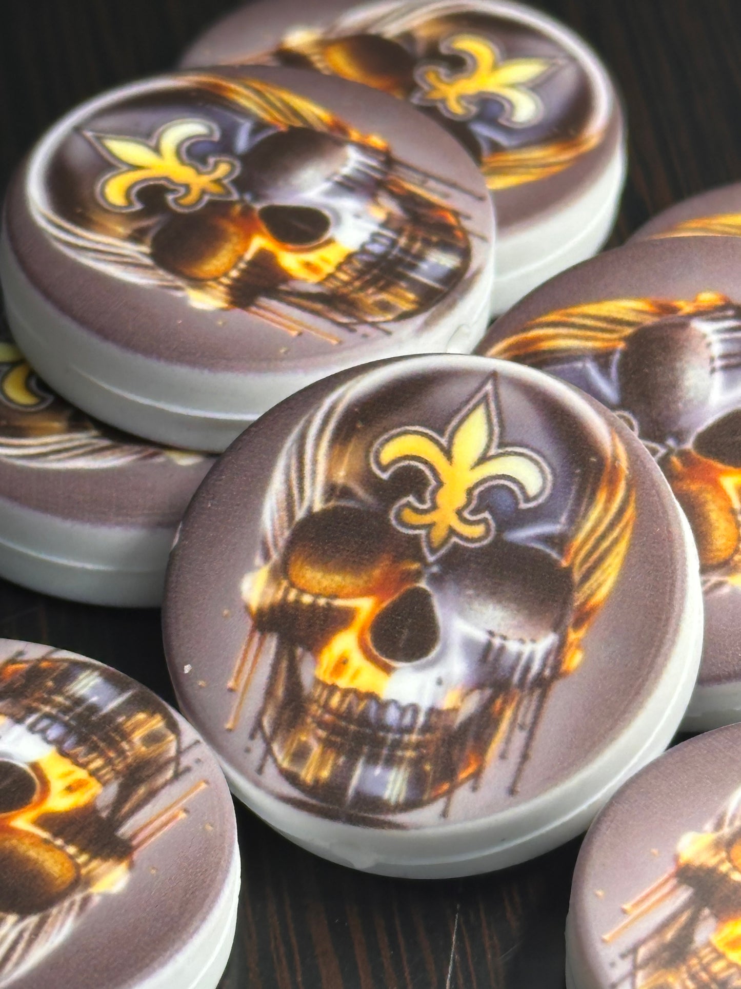 NEW Saints focal bead/ football/ printed silicone bead
