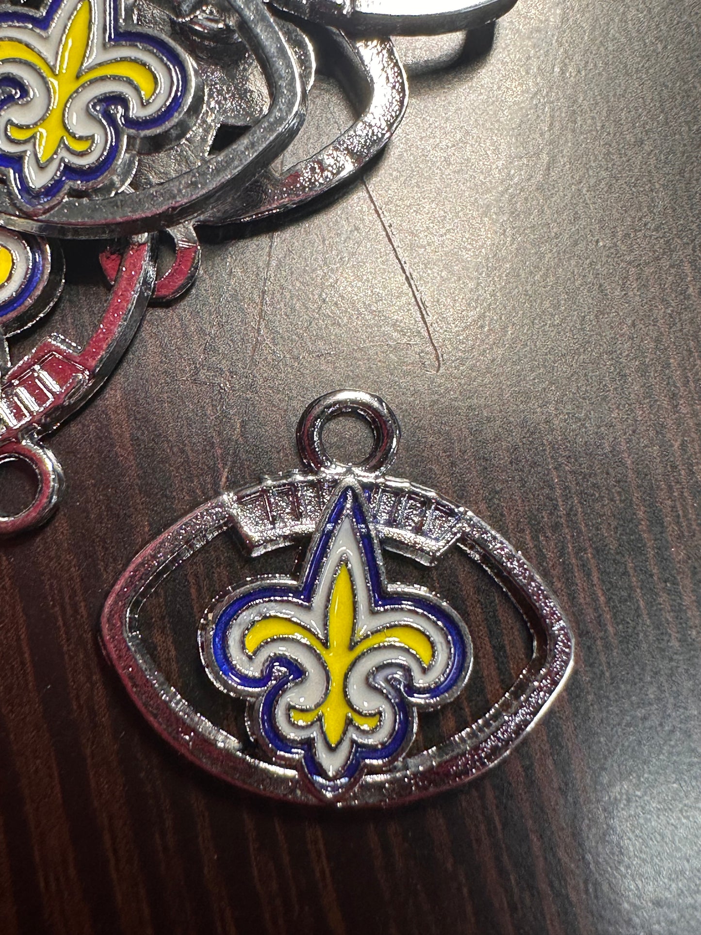 Enameled metal charm/New Orleans Saints/ pendant/ DIY charm bracelet/ DIY necklace