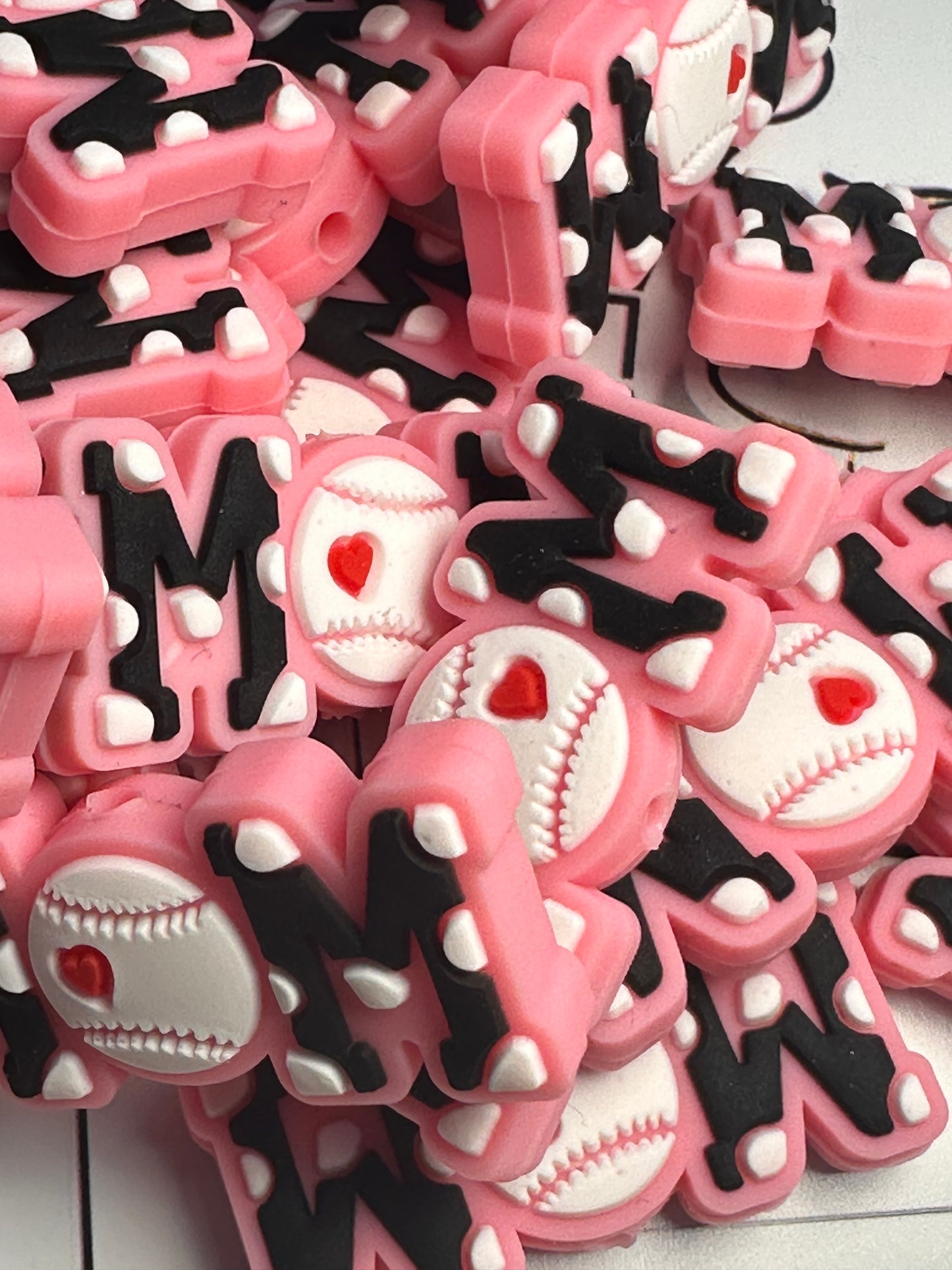 Baseball Mom Focal Bead/ beadable pen/ Silicone bead/keychain bead/