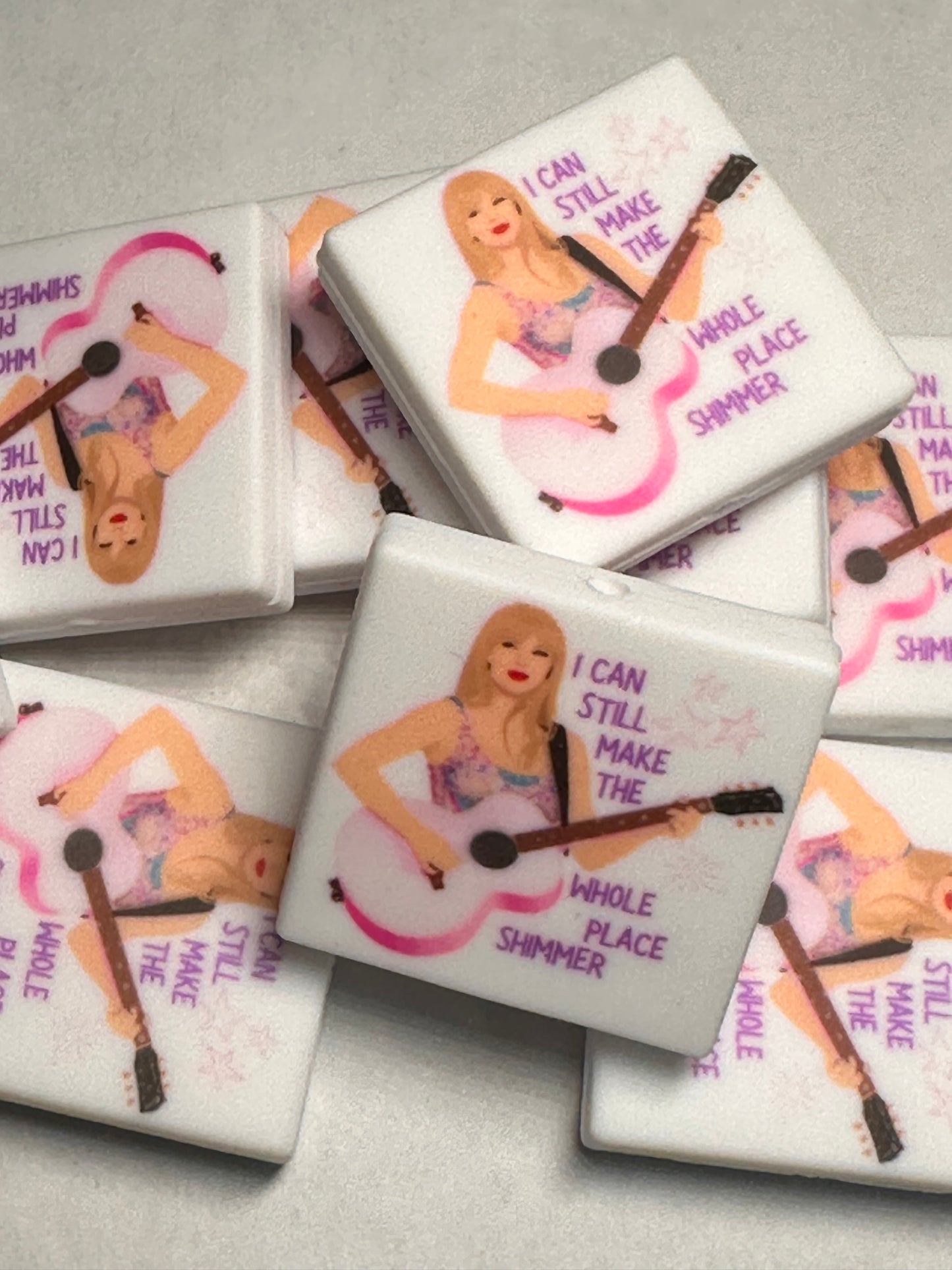 New 2-21-25 Taylor Swift focal bead/ eras tour/ Swiftie/ pink guitar/ shimmer