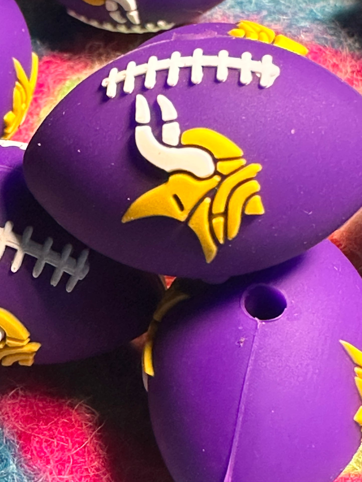 3D Minnesota Vikings focal bead design / football shaped