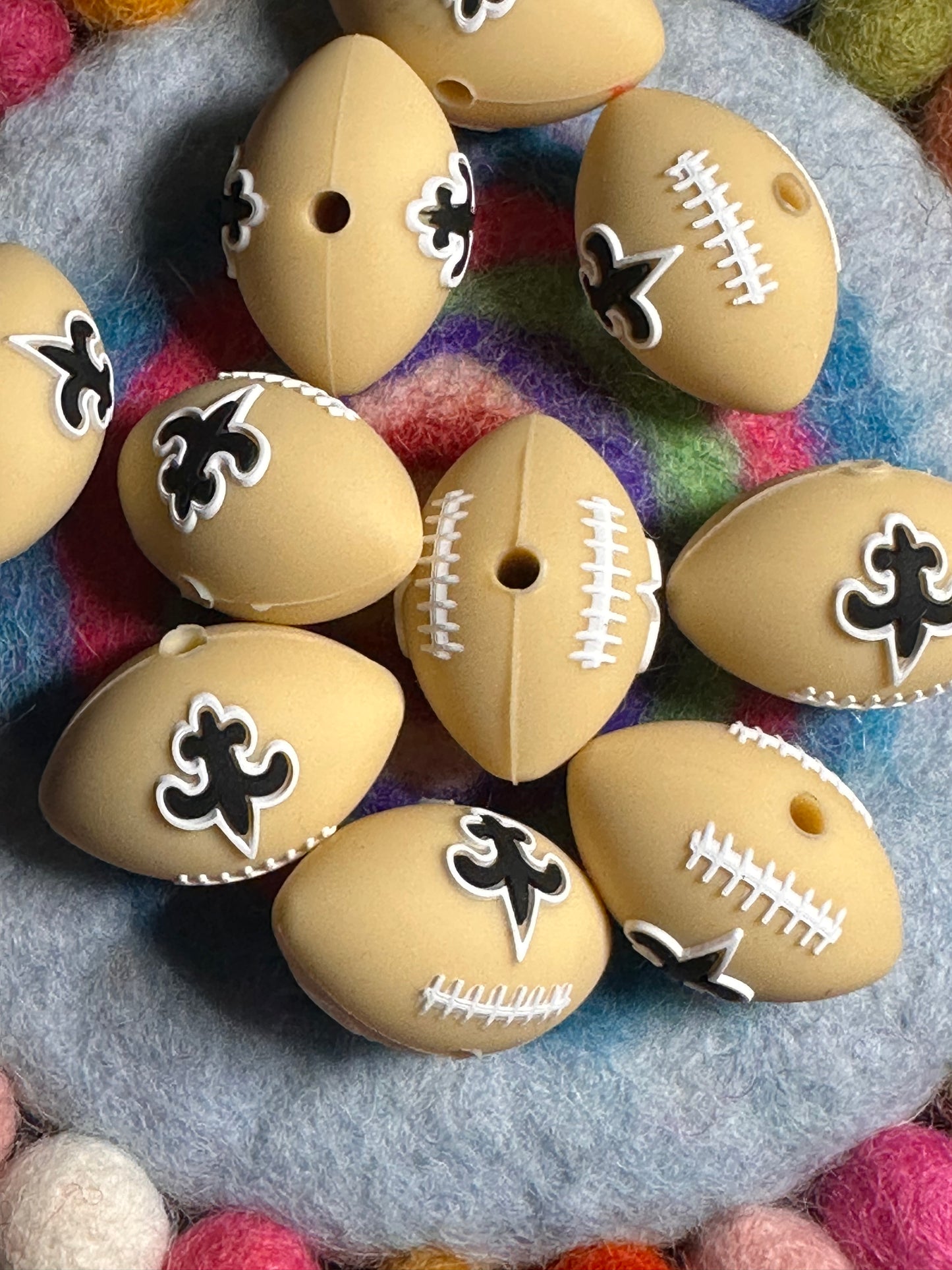 3D New Orleans Saints focal bead design / football shaped