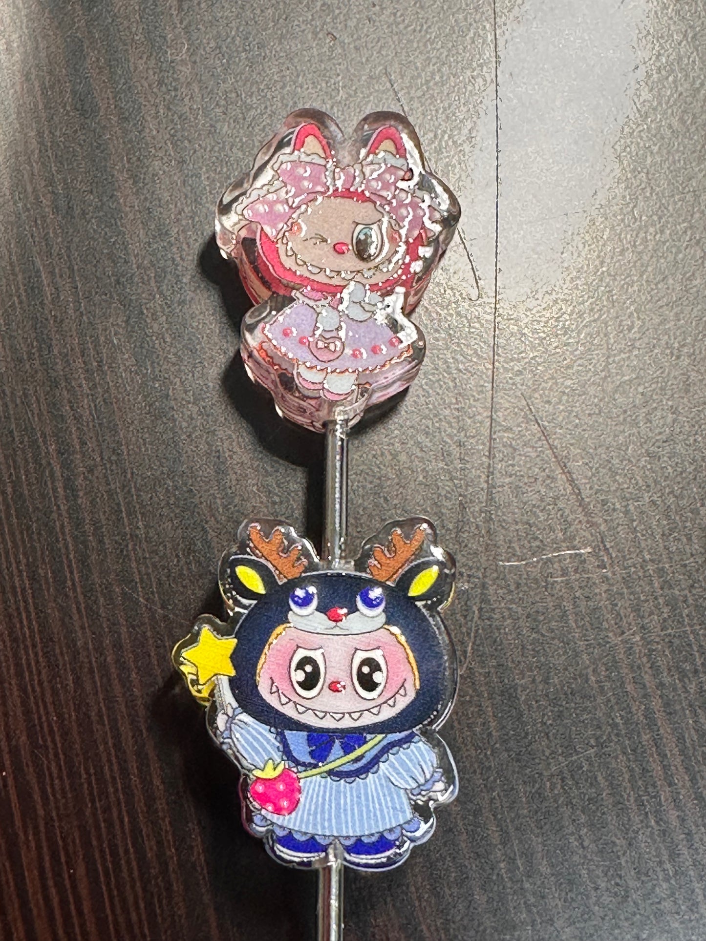 Labubu monster acrylic beads/Five (5) pendants included / keychain DIY/pen beads