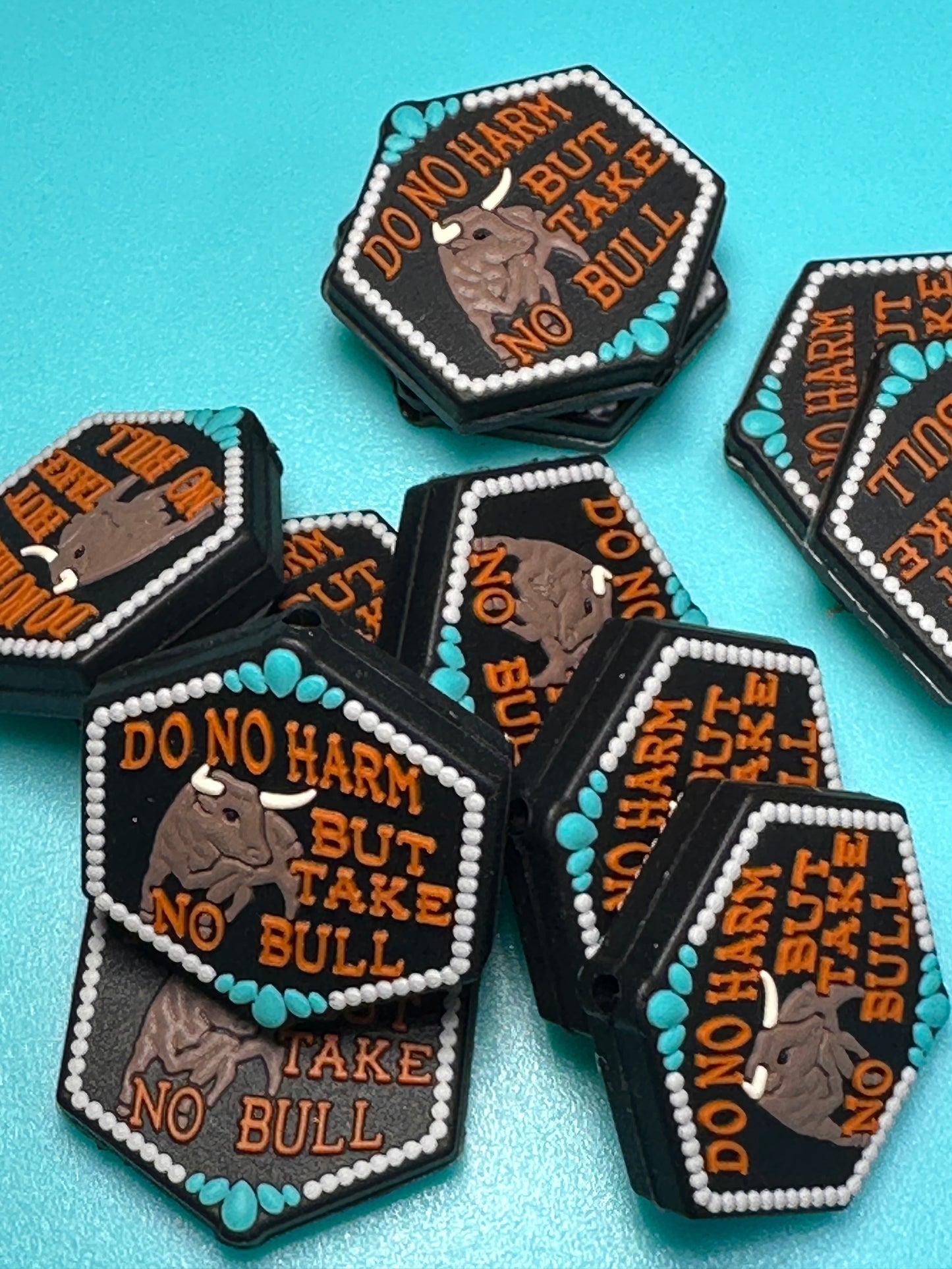 Do no harm but take no bull/Uplifting words focal bead/ silicone bead/ pen beading/ keychain bead