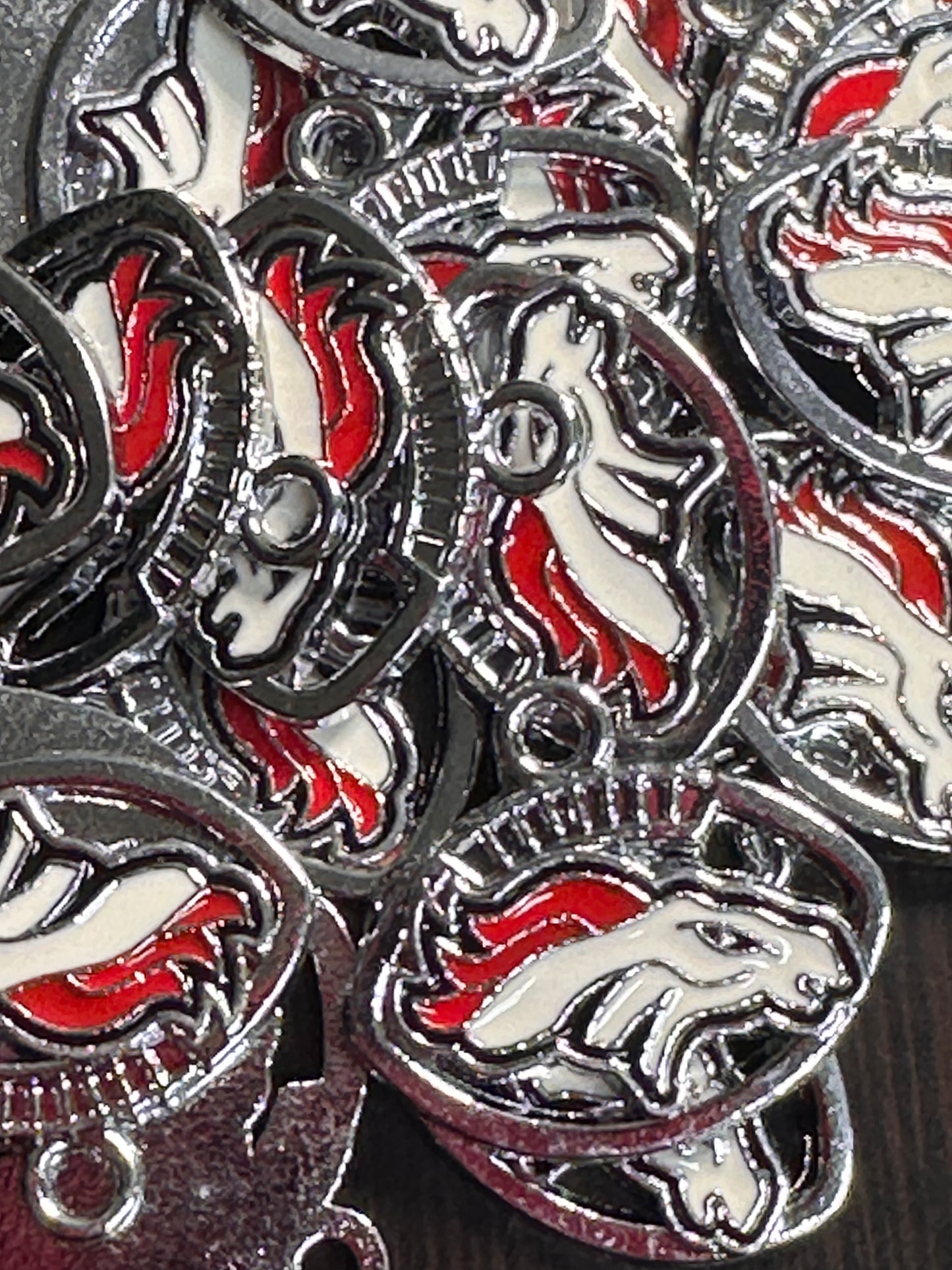 Enameled metal charms/ Denver Broncos pendant/ DIY charm bracelet/ DIY necklace