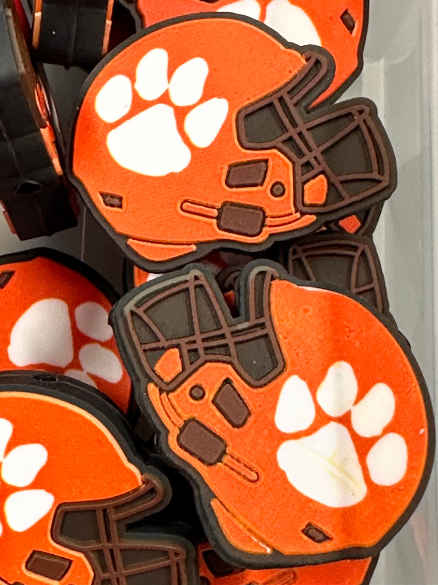 Clemson Tigers focal bead /orange paw on helmet/football