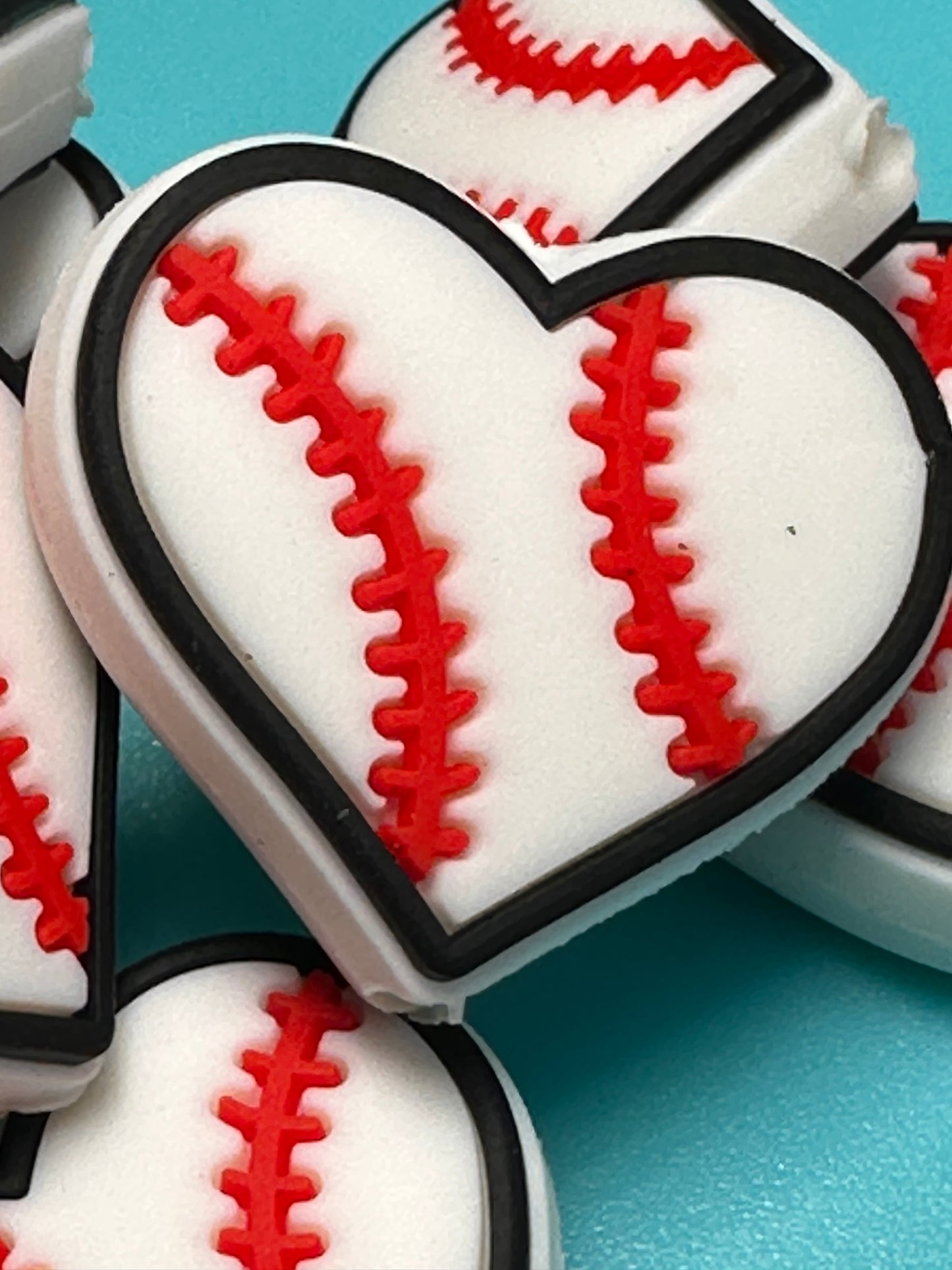 Baseball heart silicone focal bead/ Baseball /TBall